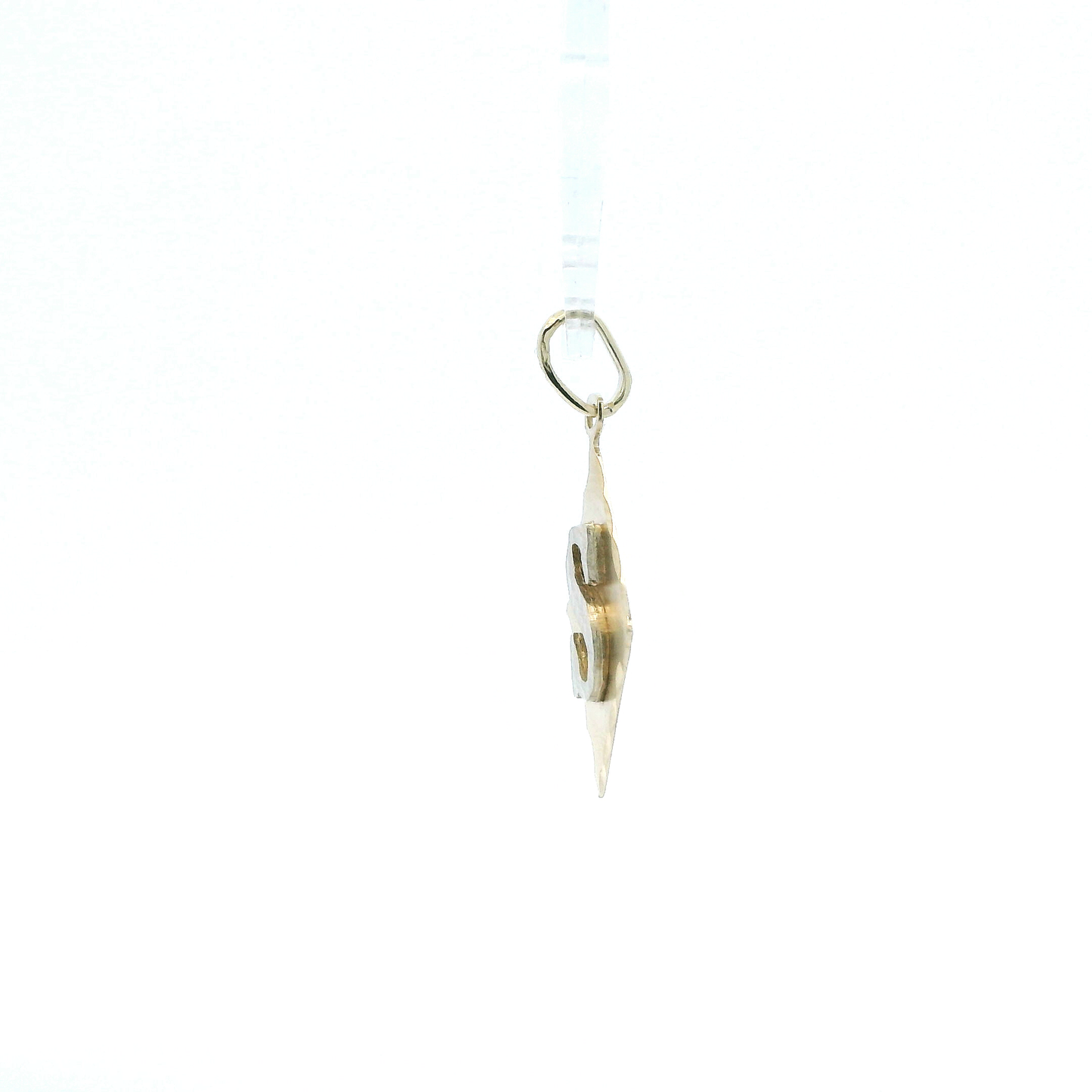 14K Yellow Gold Letter "S" Diamond Shape Pendant
