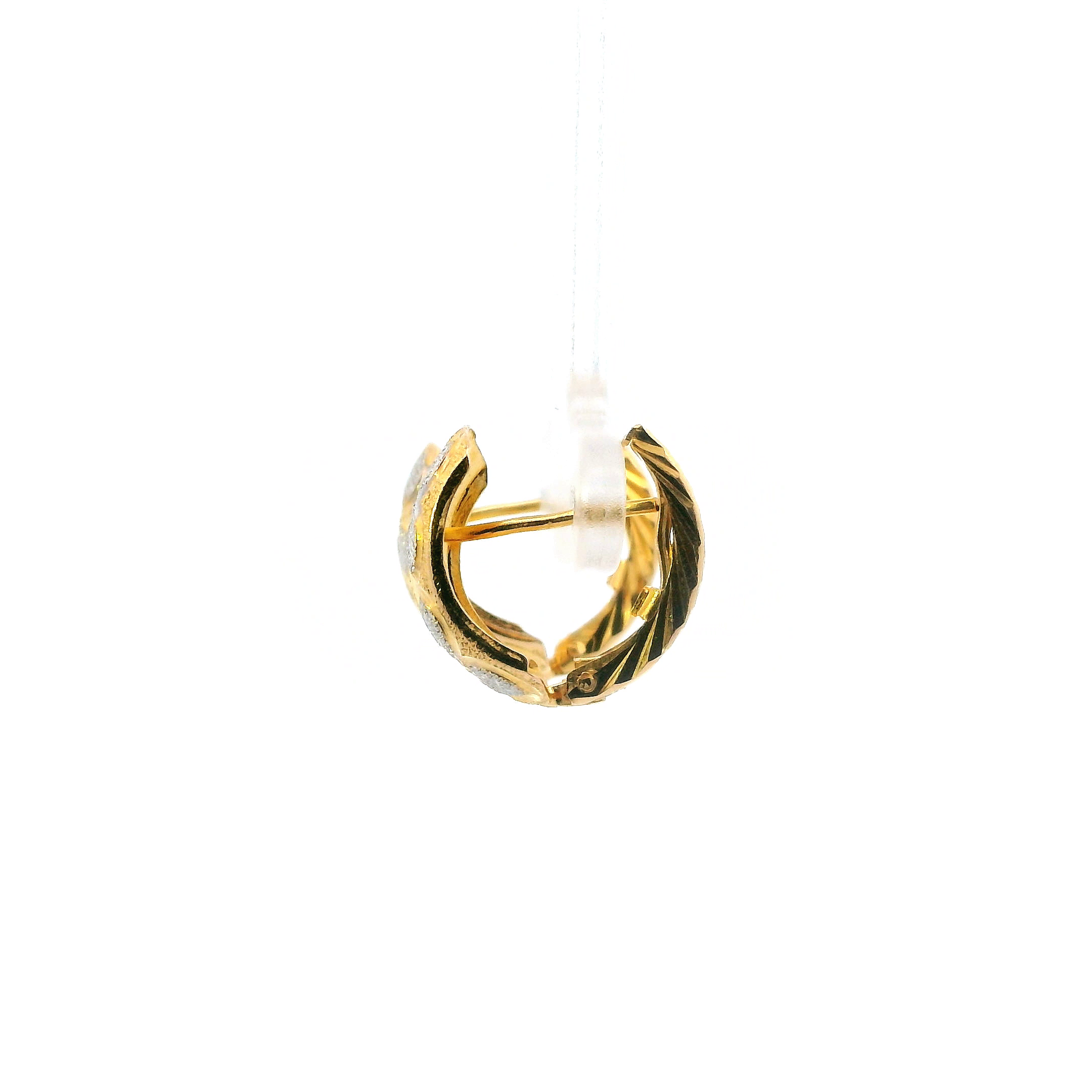 18K Yellow Gold Floral Huggie Hoop Earrings