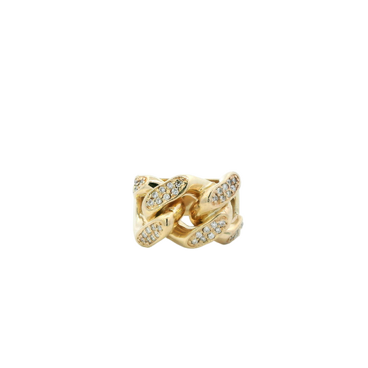 14K Yellow Gold Nugget Diamond Men's Ring - 0.35ct