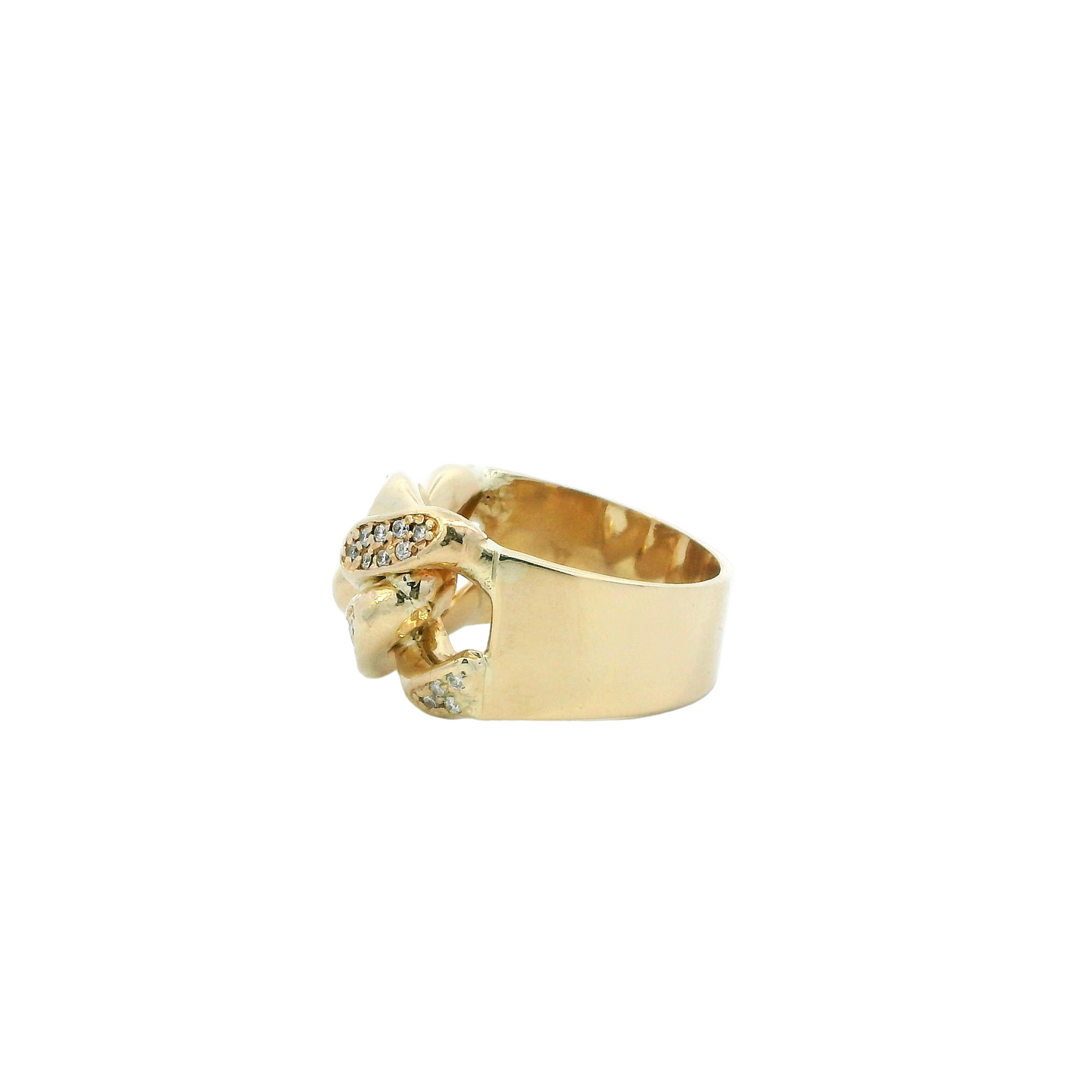 14K Yellow Gold Nugget Diamond Men's Ring - 0.35ct