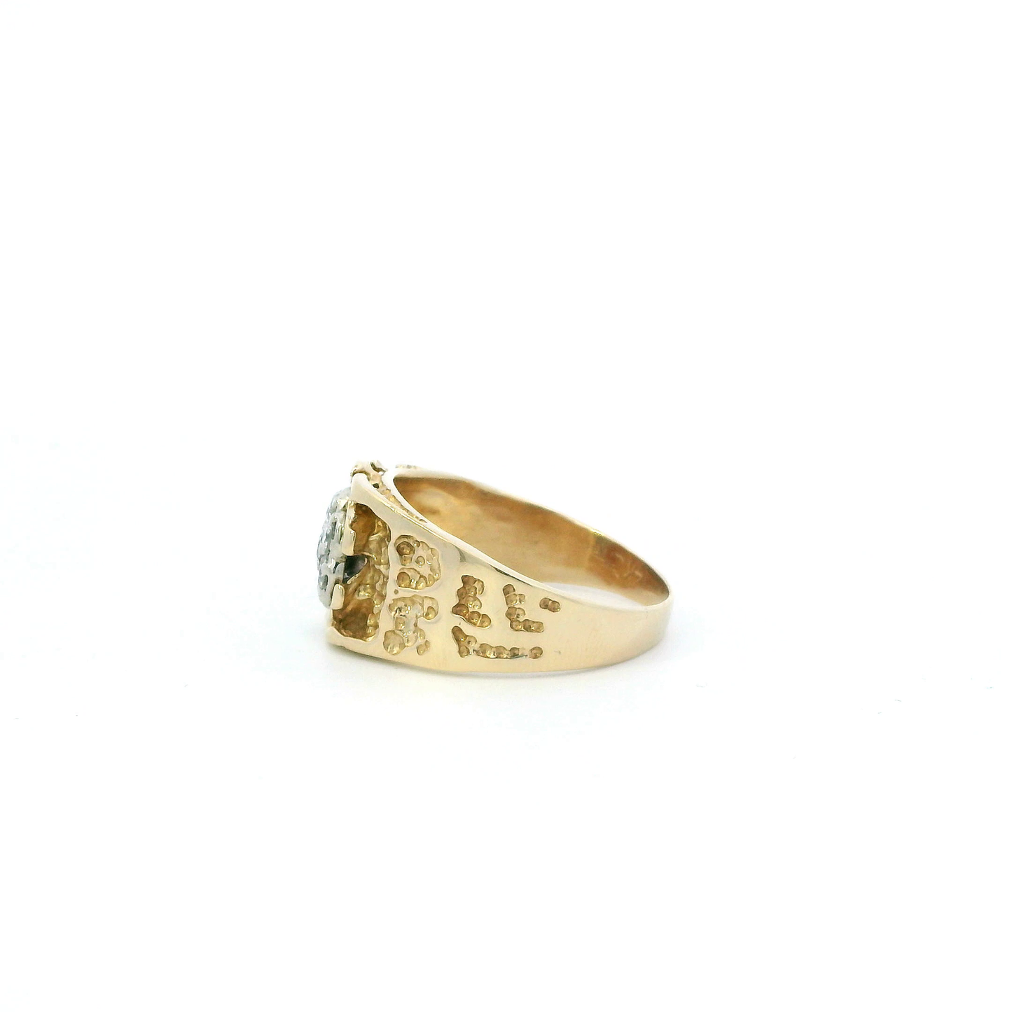 14K Yellow Gold Diamond Nugget Men's Ring -0.35ct