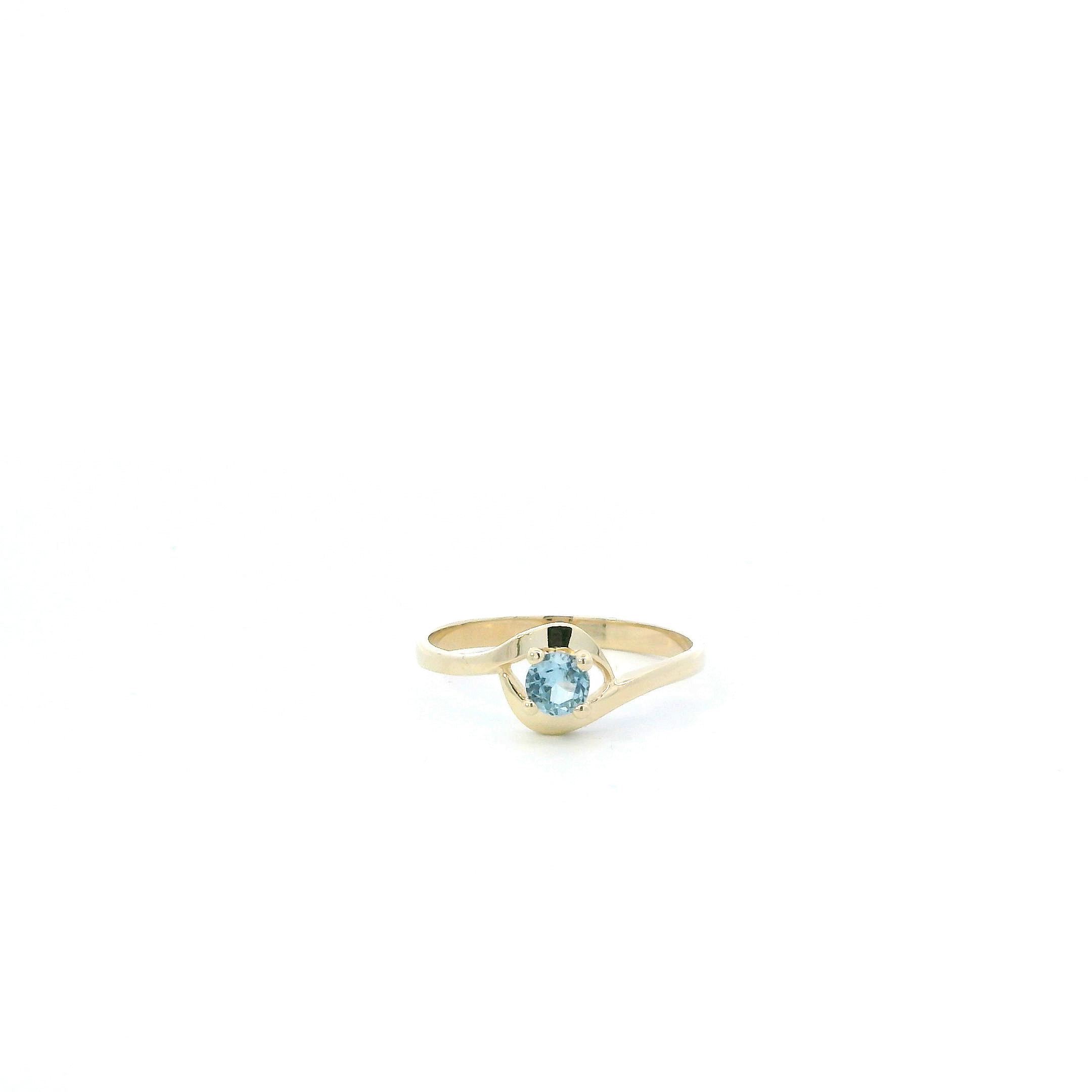 14K Yellow Gold Aquamarine Women's Ring