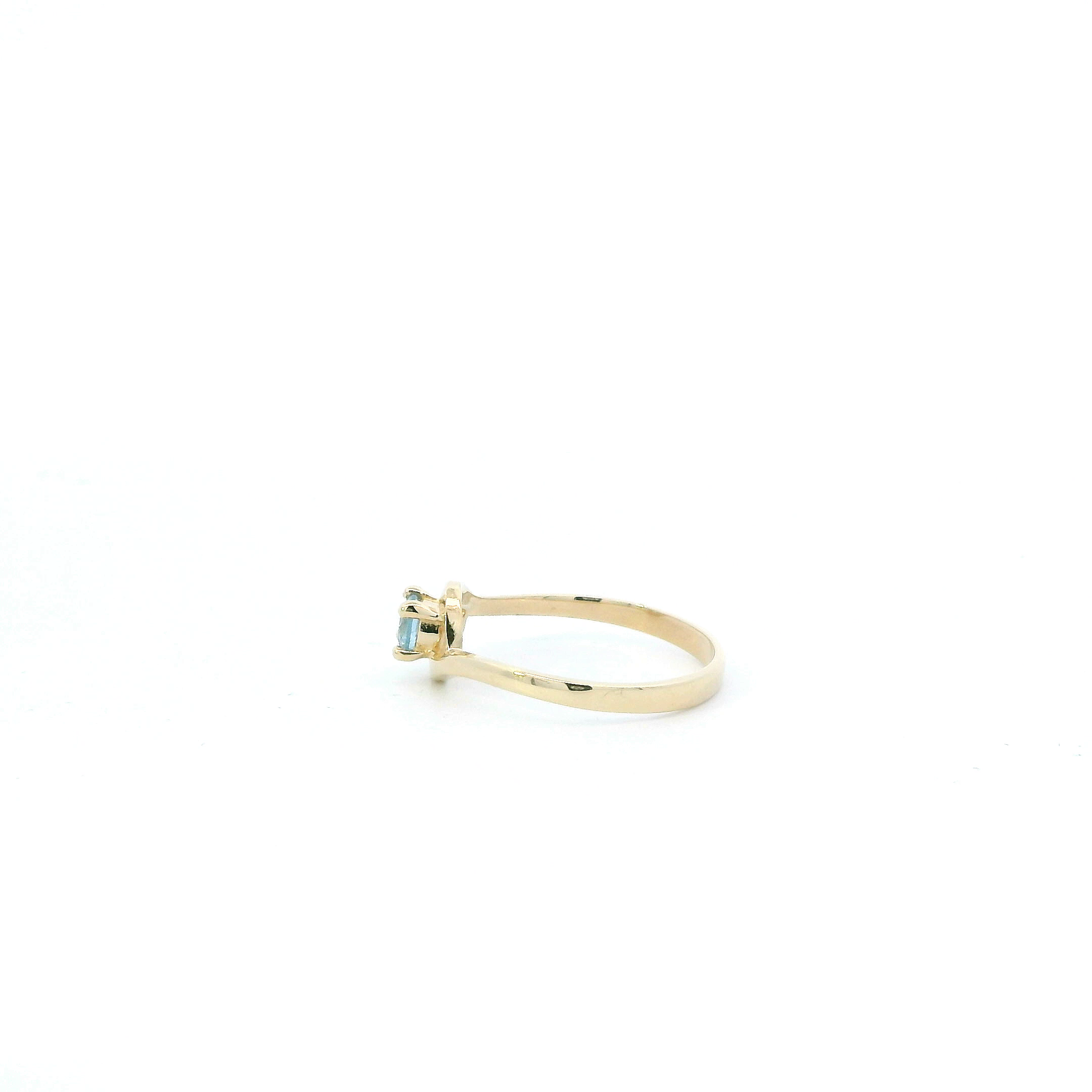 14K Yellow Gold Aquamarine Women's Ring