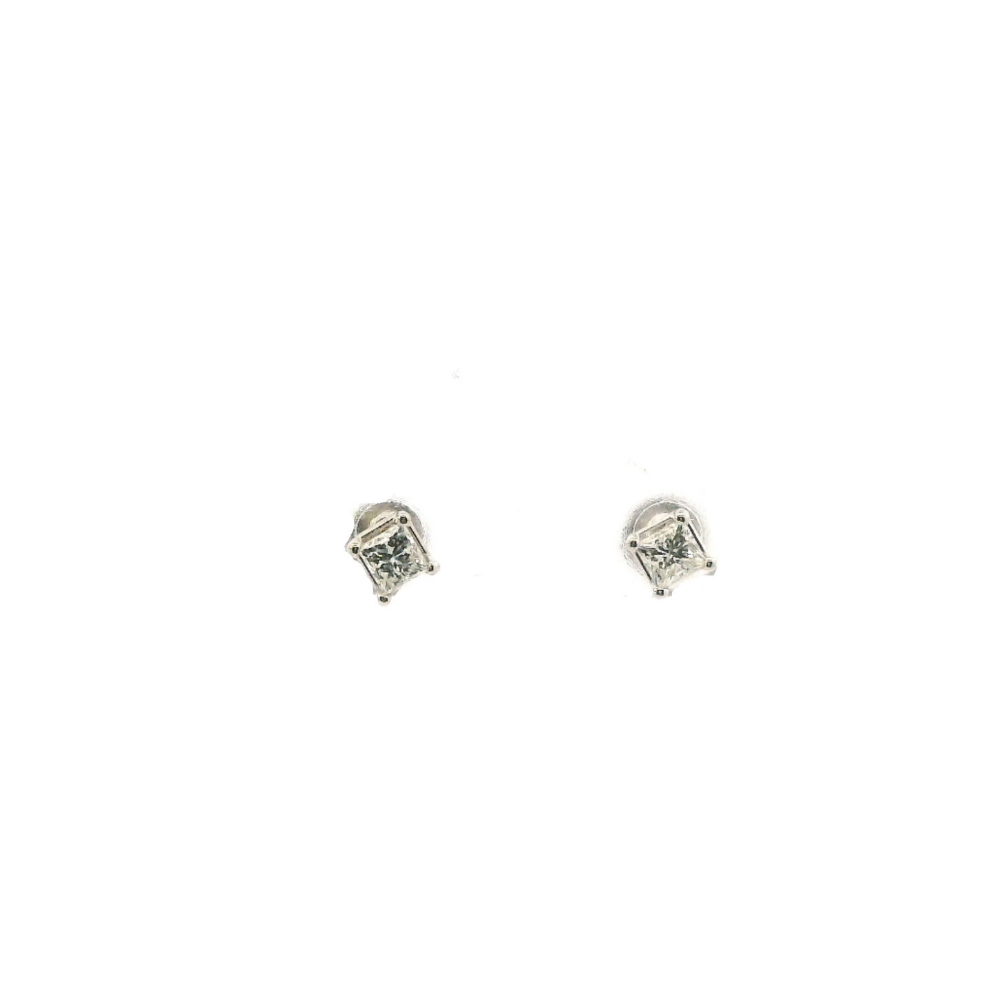 18K White Gold Diamond Solitaire Screw Back Earrings -0.50ct