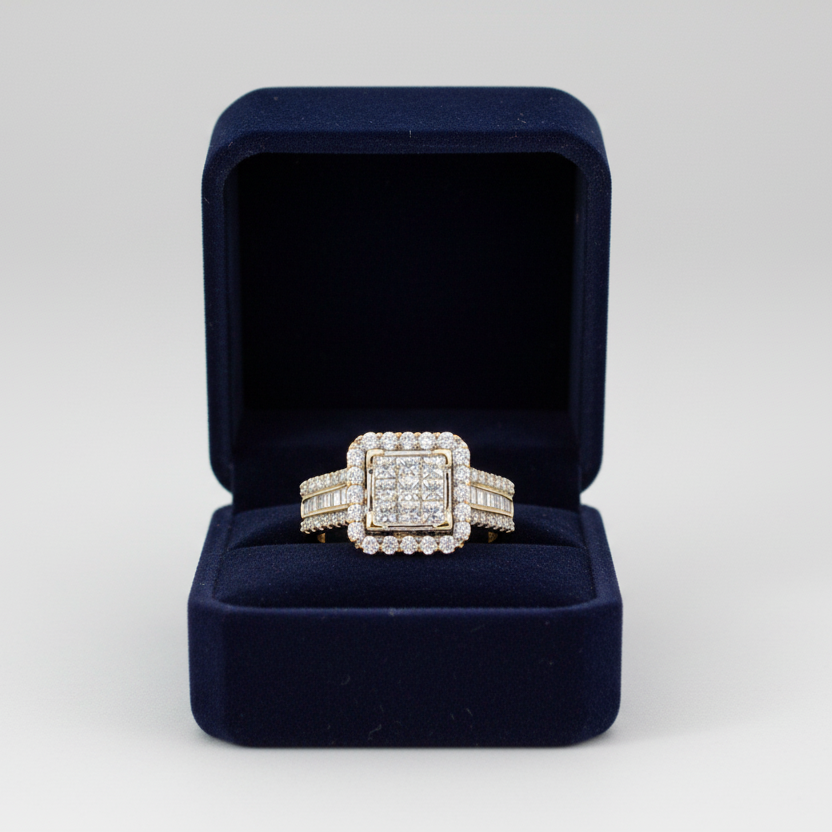 14K Yellow Gold Diamond Women's Ring -1.20ct