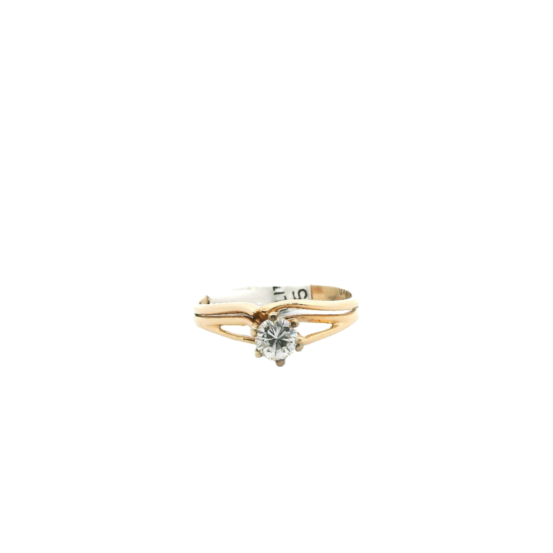 14K Yellow & White Gold Solitaire Diamond Women's Ring -0.30ct