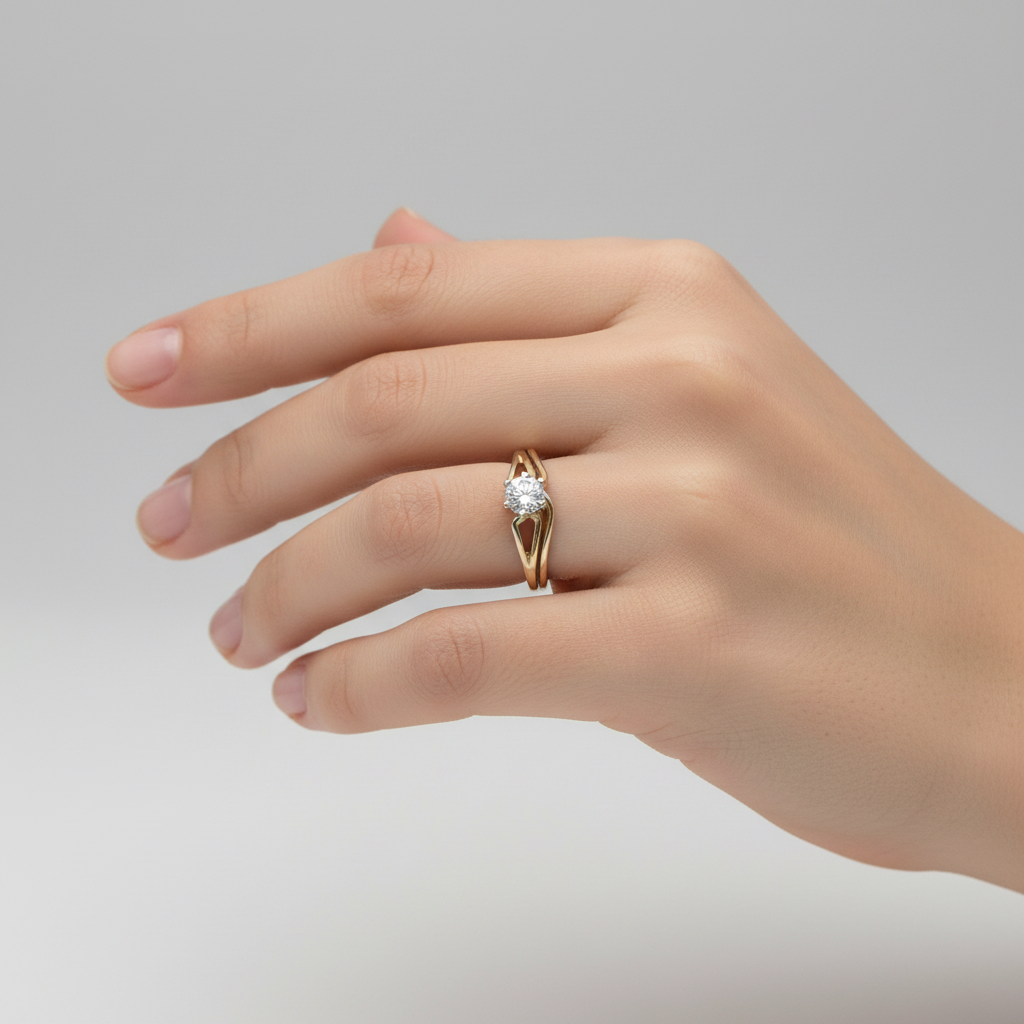 14K Yellow & White Gold Solitaire Diamond Women's Ring -0.30ct