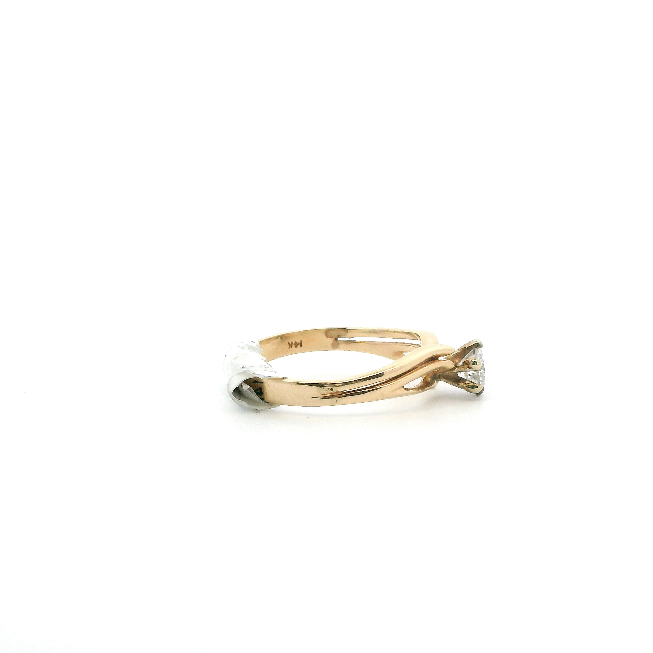 14K Yellow & White Gold Solitaire Diamond Women's Ring -0.30ct