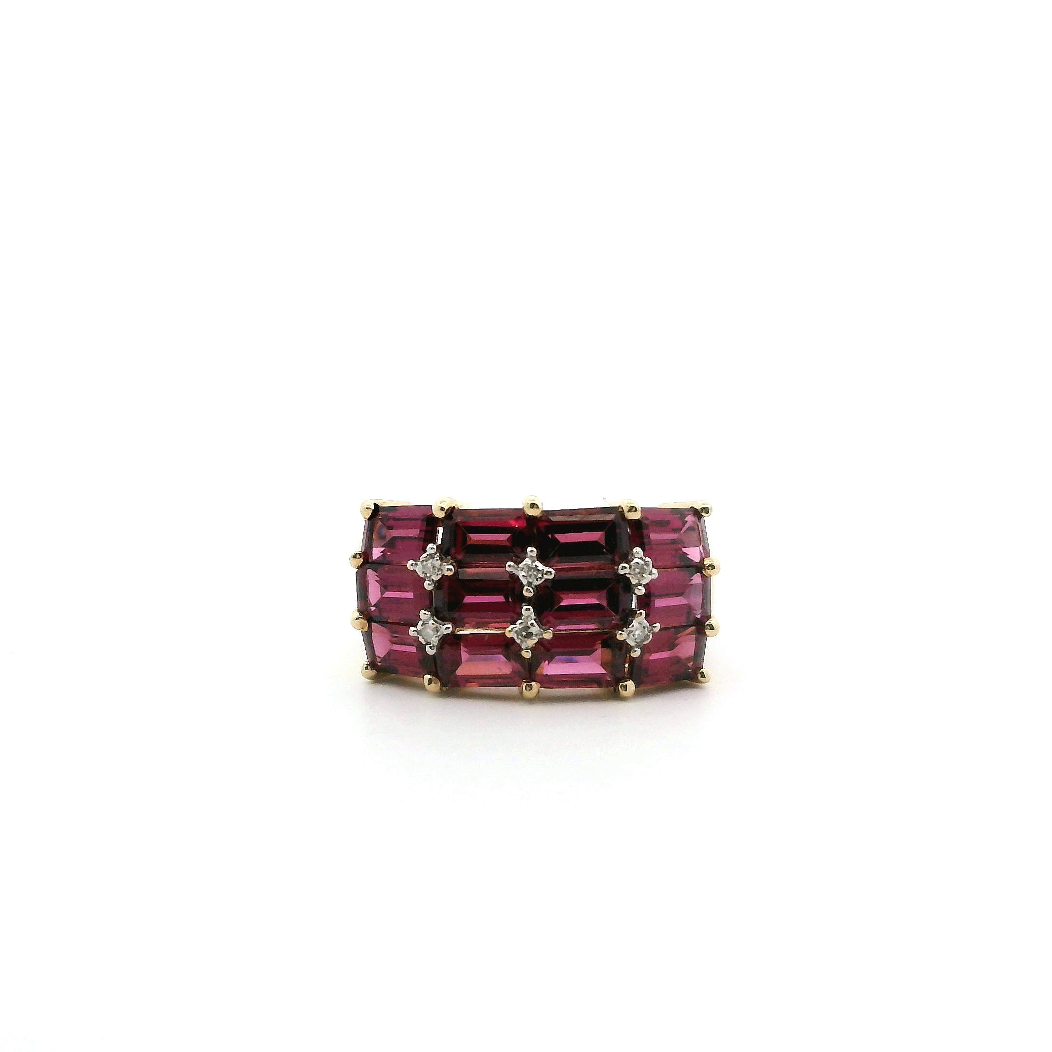 14K Yellow Gold Troumaline & Diamond Women's Ring - 0.03ct