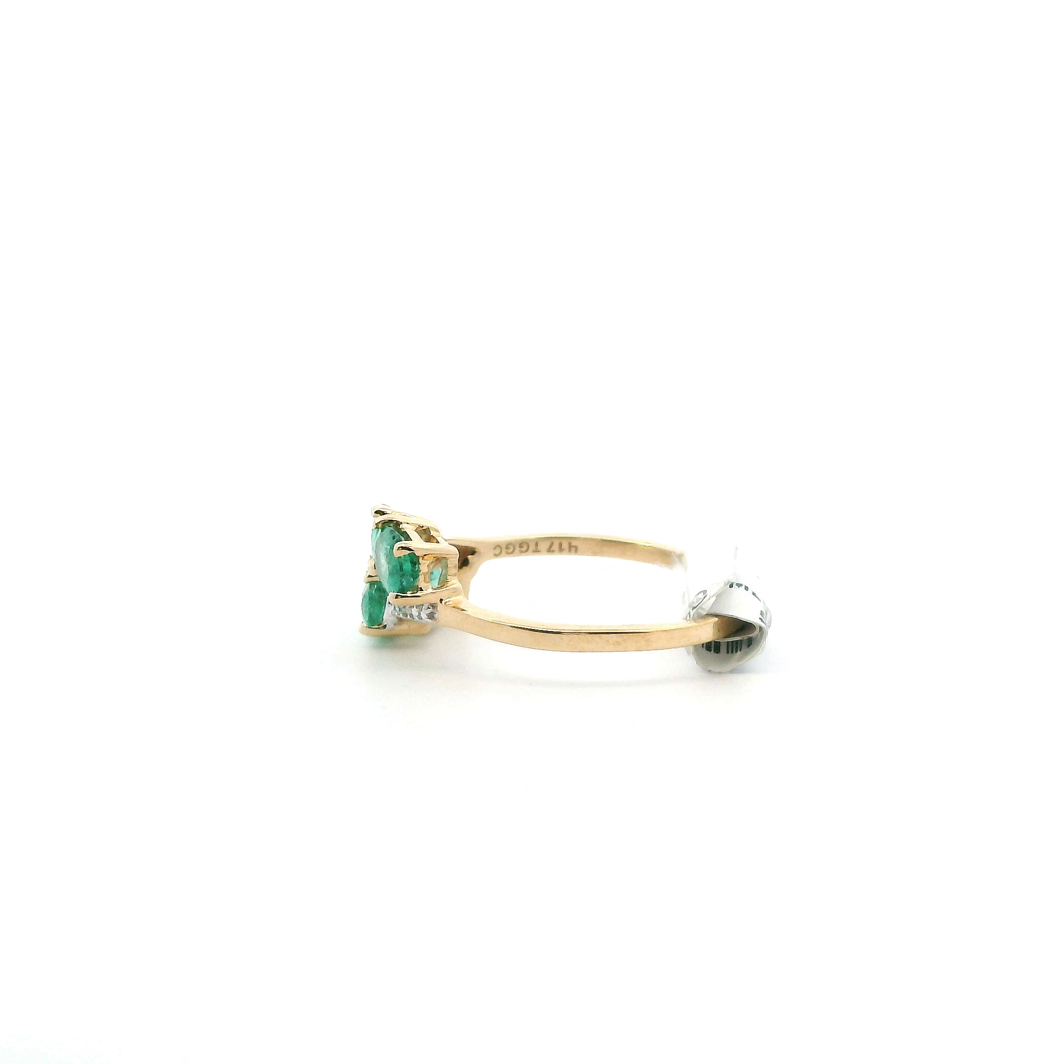 10K Yellow Gold Emerald & Diamond Women's Ring -0.01ct