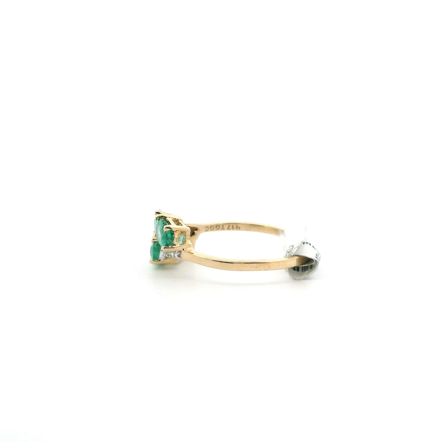 10K Yellow Gold Emerald & Diamond Women's Ring -0.01ct