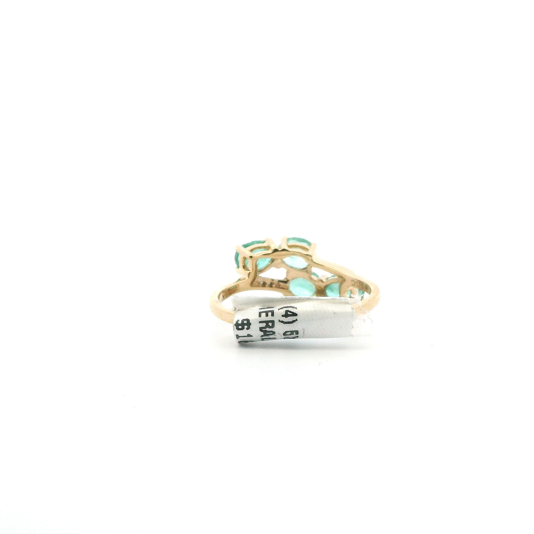 10K Yellow Gold Emerald & Diamond Women's Ring -0.01ct