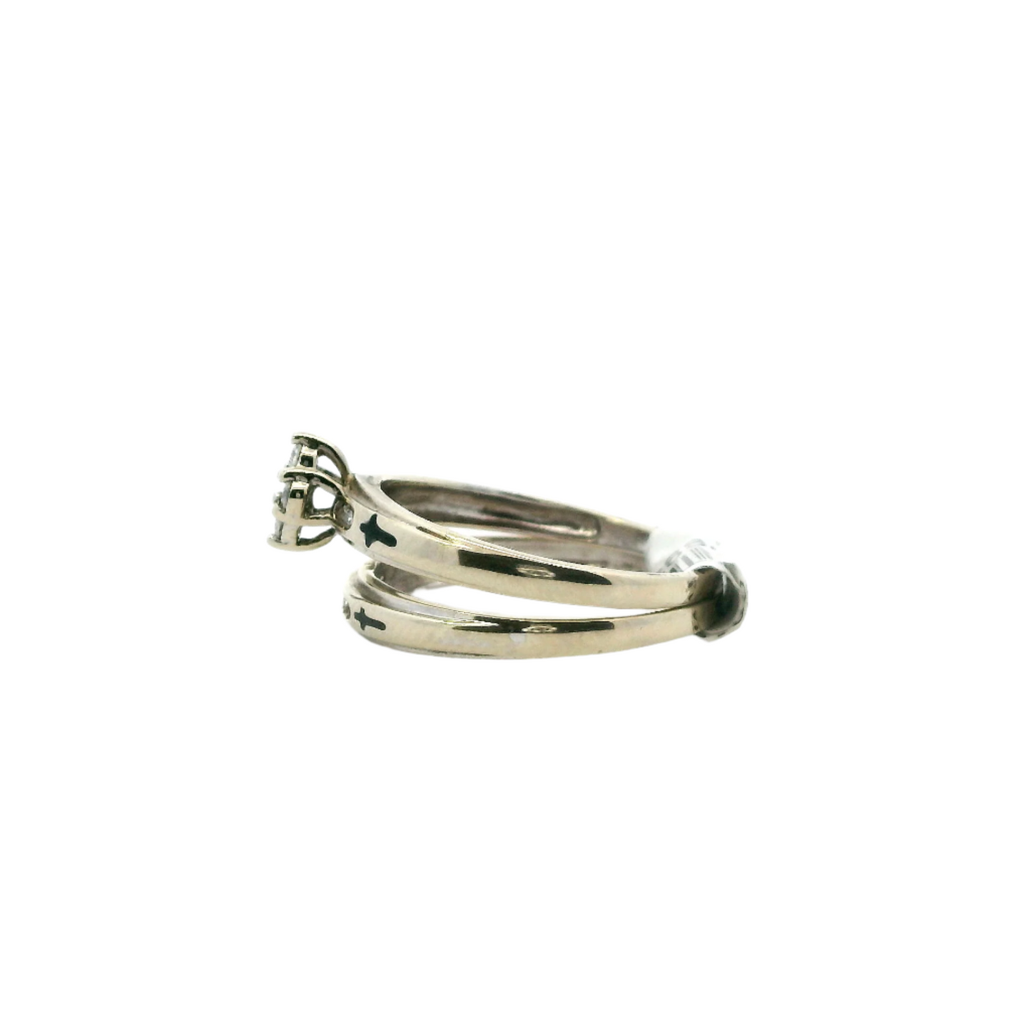 10K White Gold Diamond Engagement & Wedding Ring Set -0.18ct