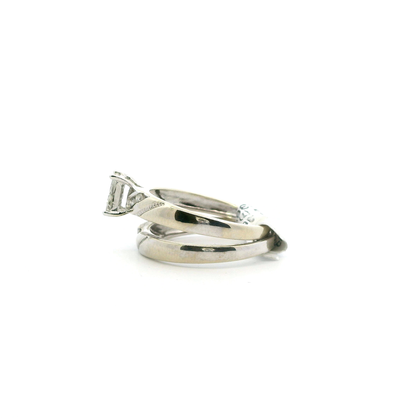 10K White Gold Diamond Engagement & Wedding Women's Ring Set -0.49ct