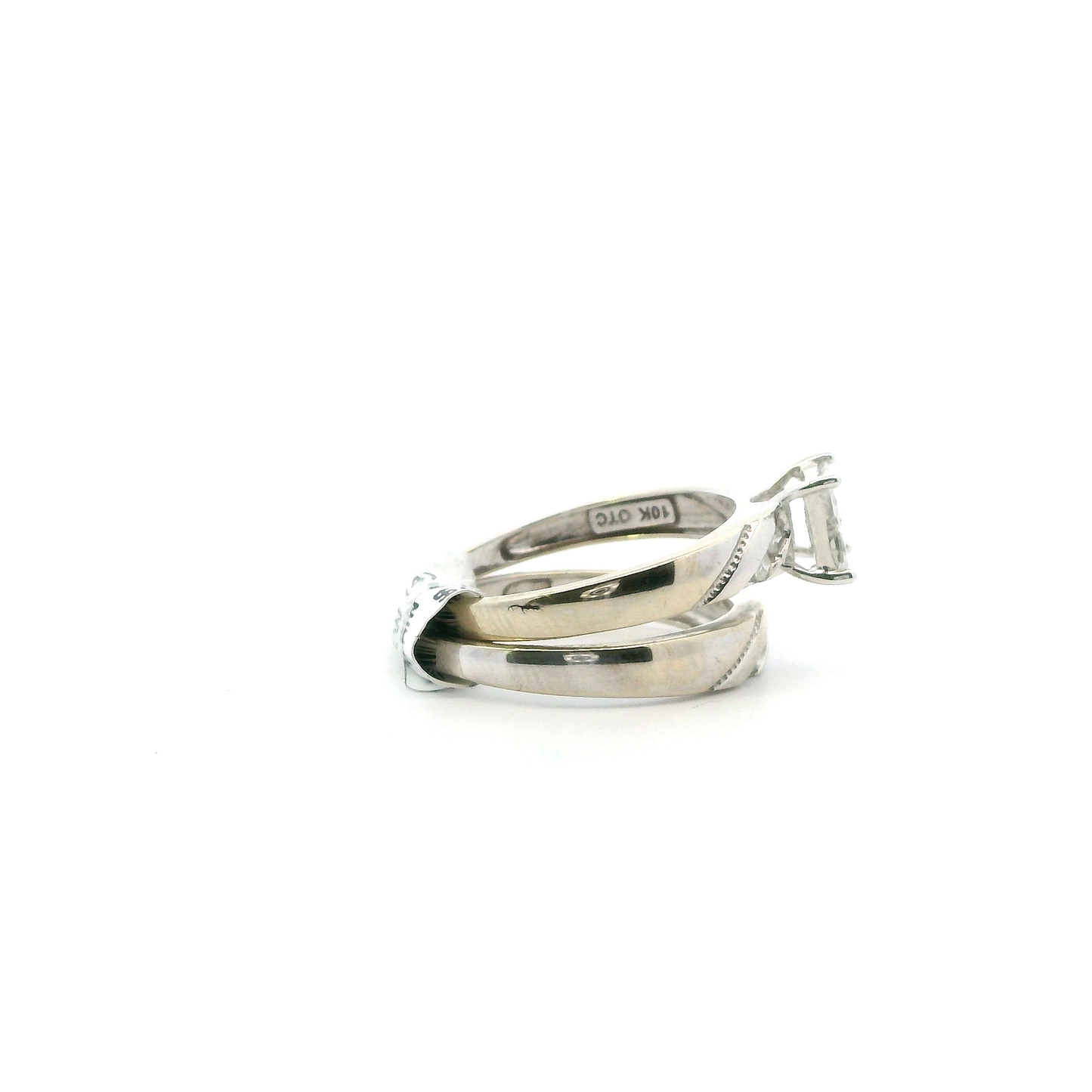 10K White Gold Diamond Engagement & Wedding Women's Ring Set -0.49ct