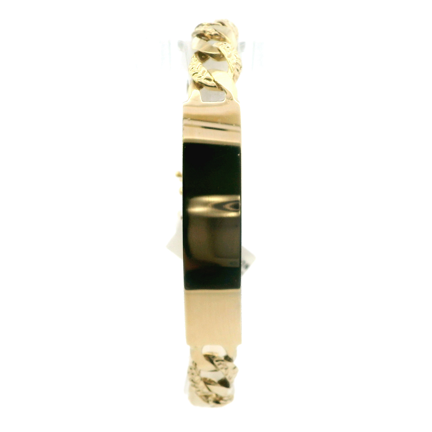 14K Yellow Gold Nugget Curb ID Bracelet