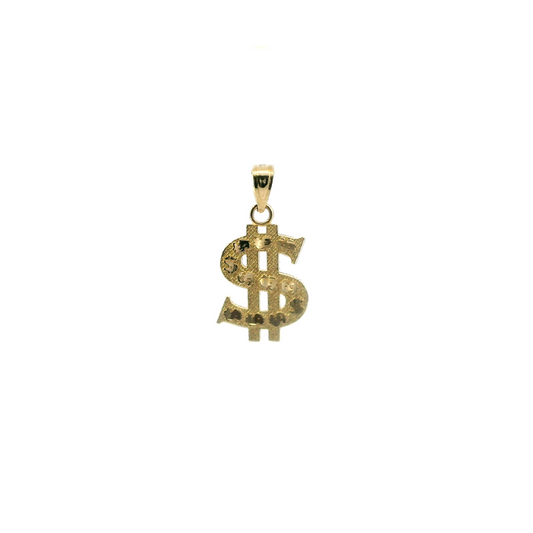 14K Yellow Gold Dollar Sign Pendant