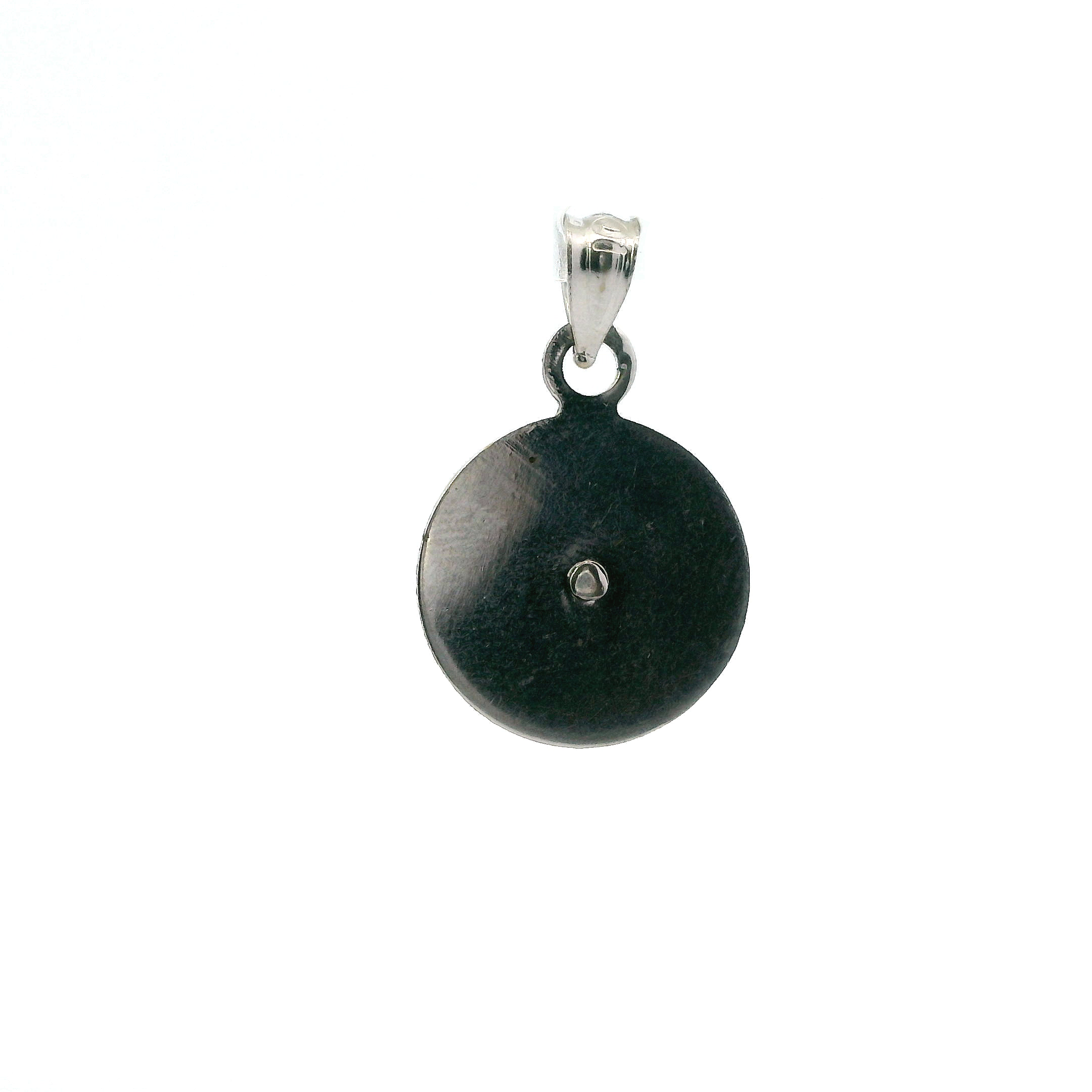 10K White Gold Round Religious Pendant