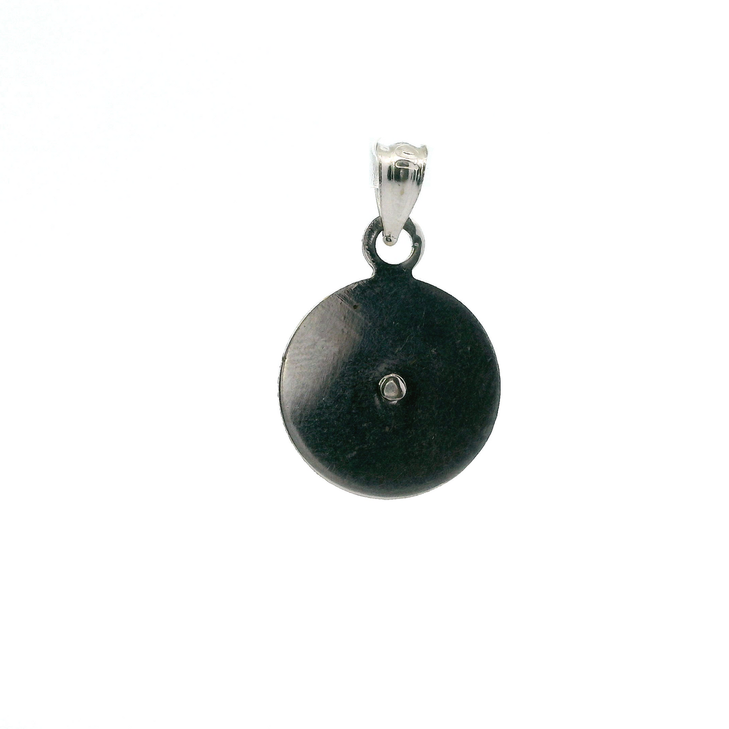 10K White Gold Round Religious Pendant
