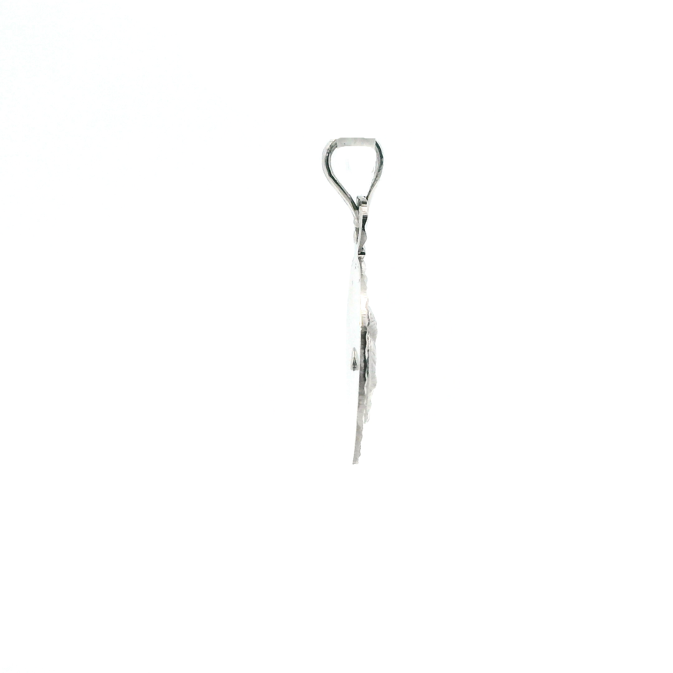 10K White Gold Round Religious Pendant