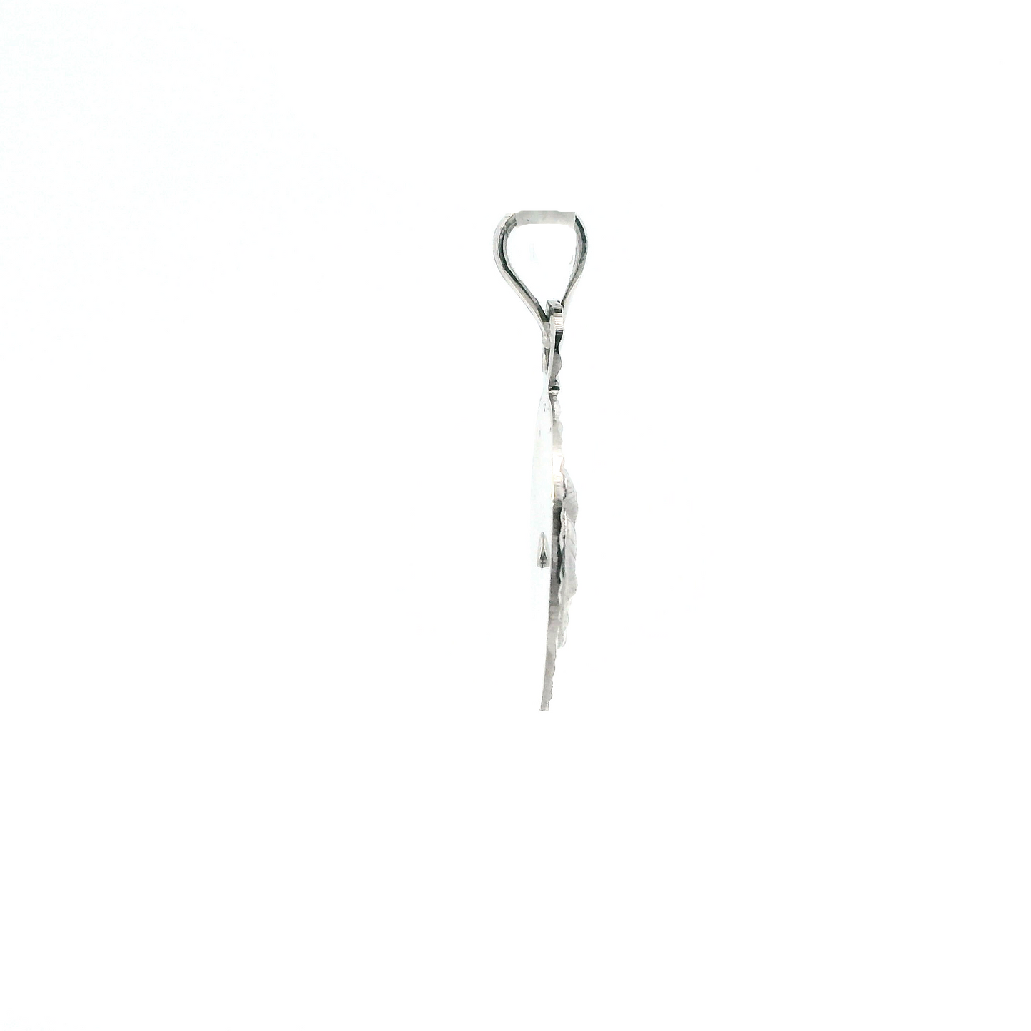 10K White Gold Round Religious Pendant