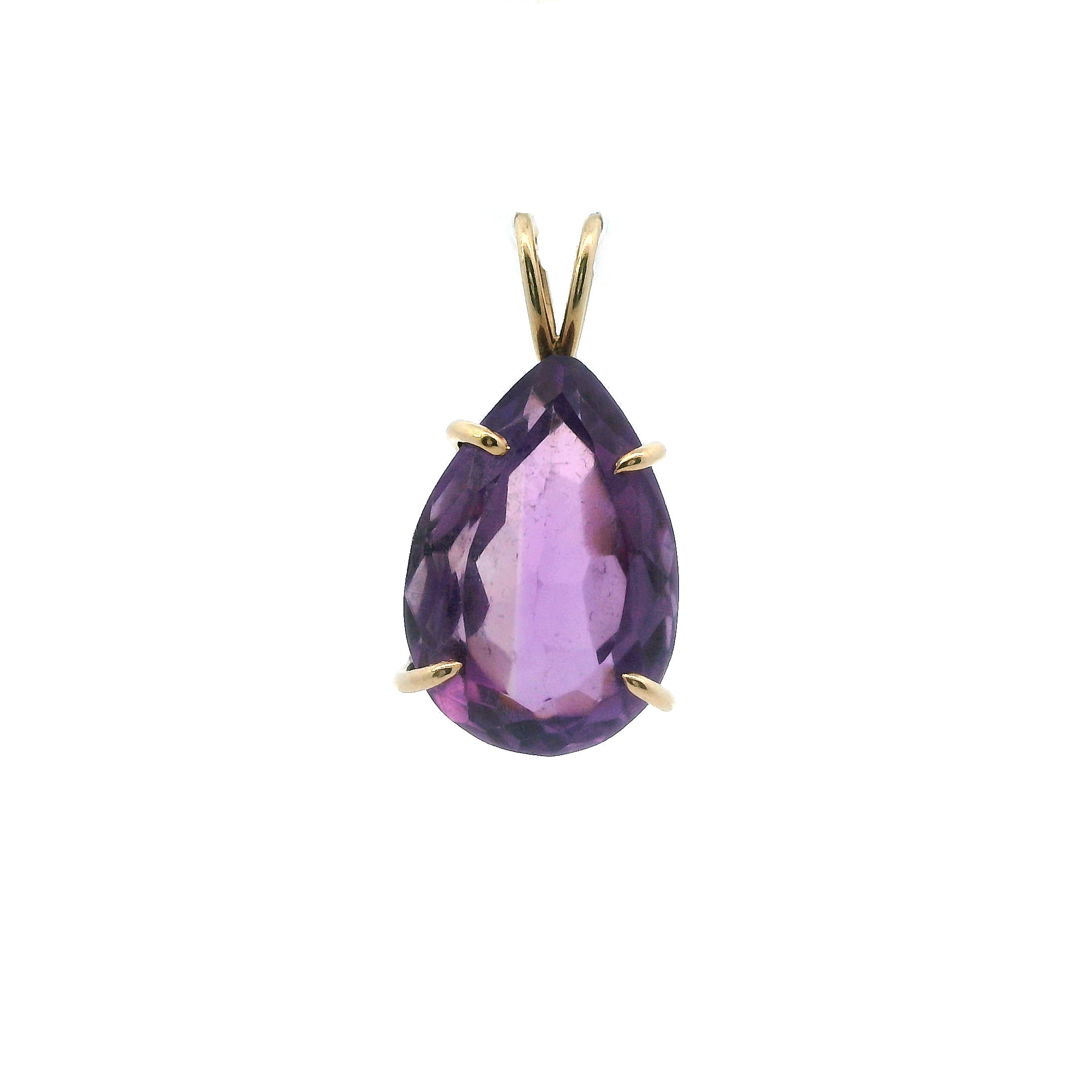 10K Yellow Gold Pear Shape Amethyst Pendant