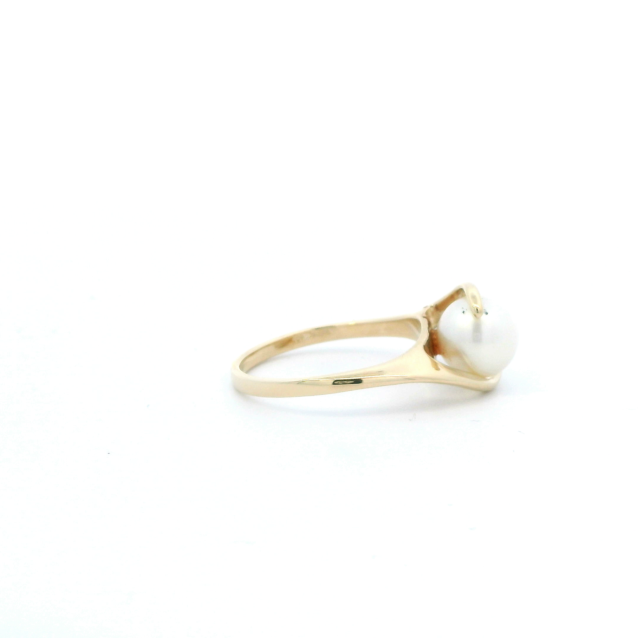 14K Yellow Gold Pearl & Blue Topaz Women's Ring