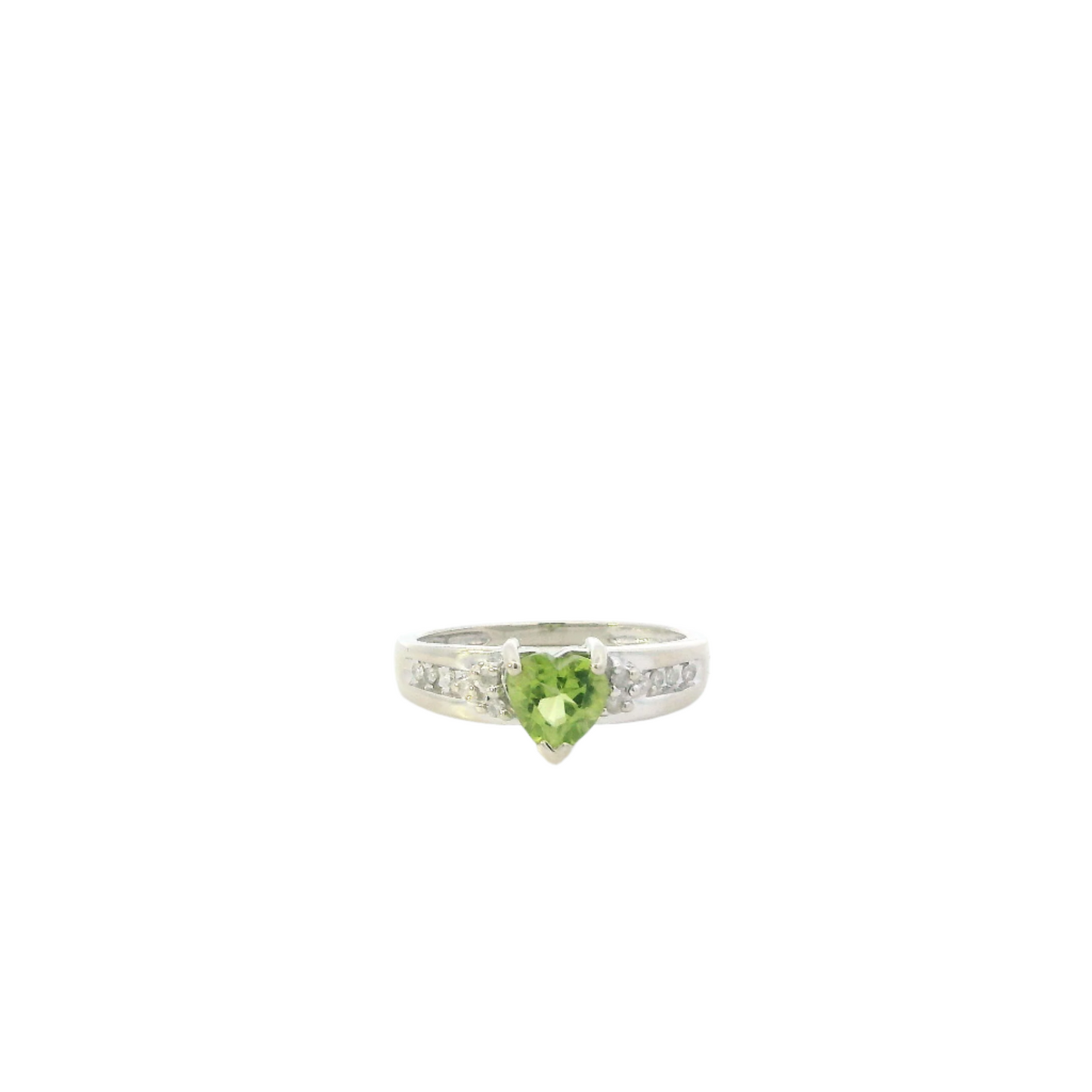 10K White Gold Heart Peridot Women's Ring