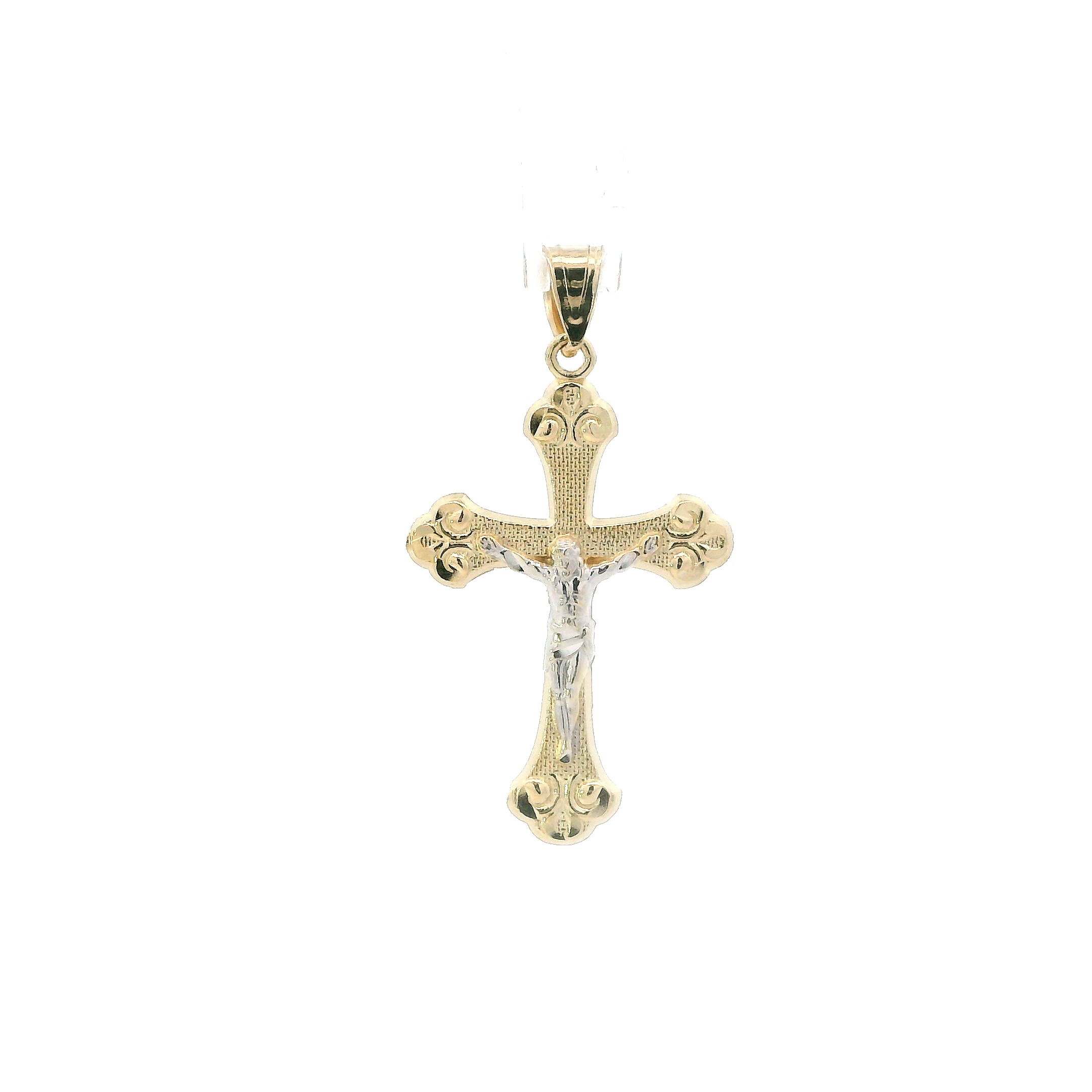14K Yellow & White Gold Crucifix Pendant