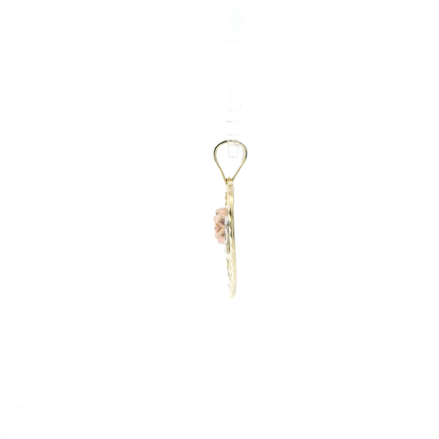 14K Tri Color Gold Rose & Heart "15" Pendant