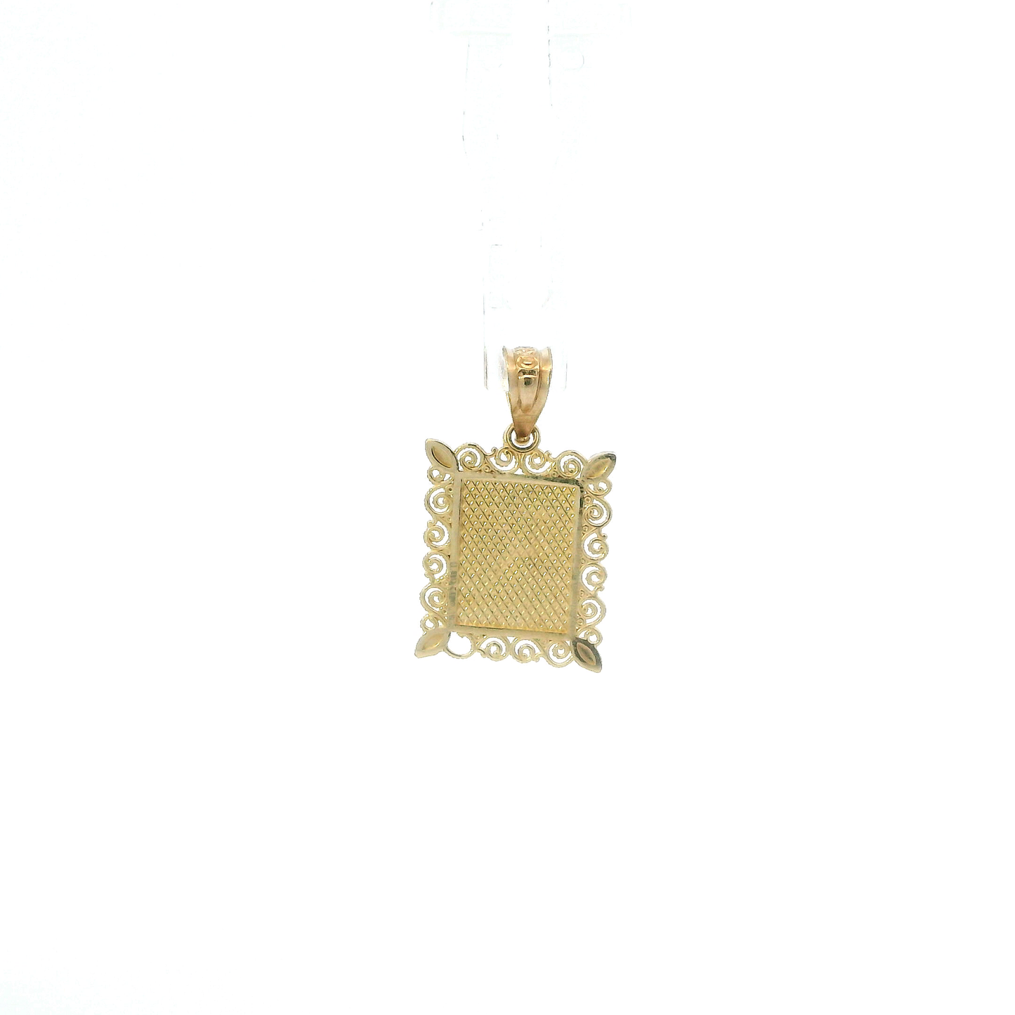 10K Yellow & White Gold Rectangle Filigree Letter "K" Pendant