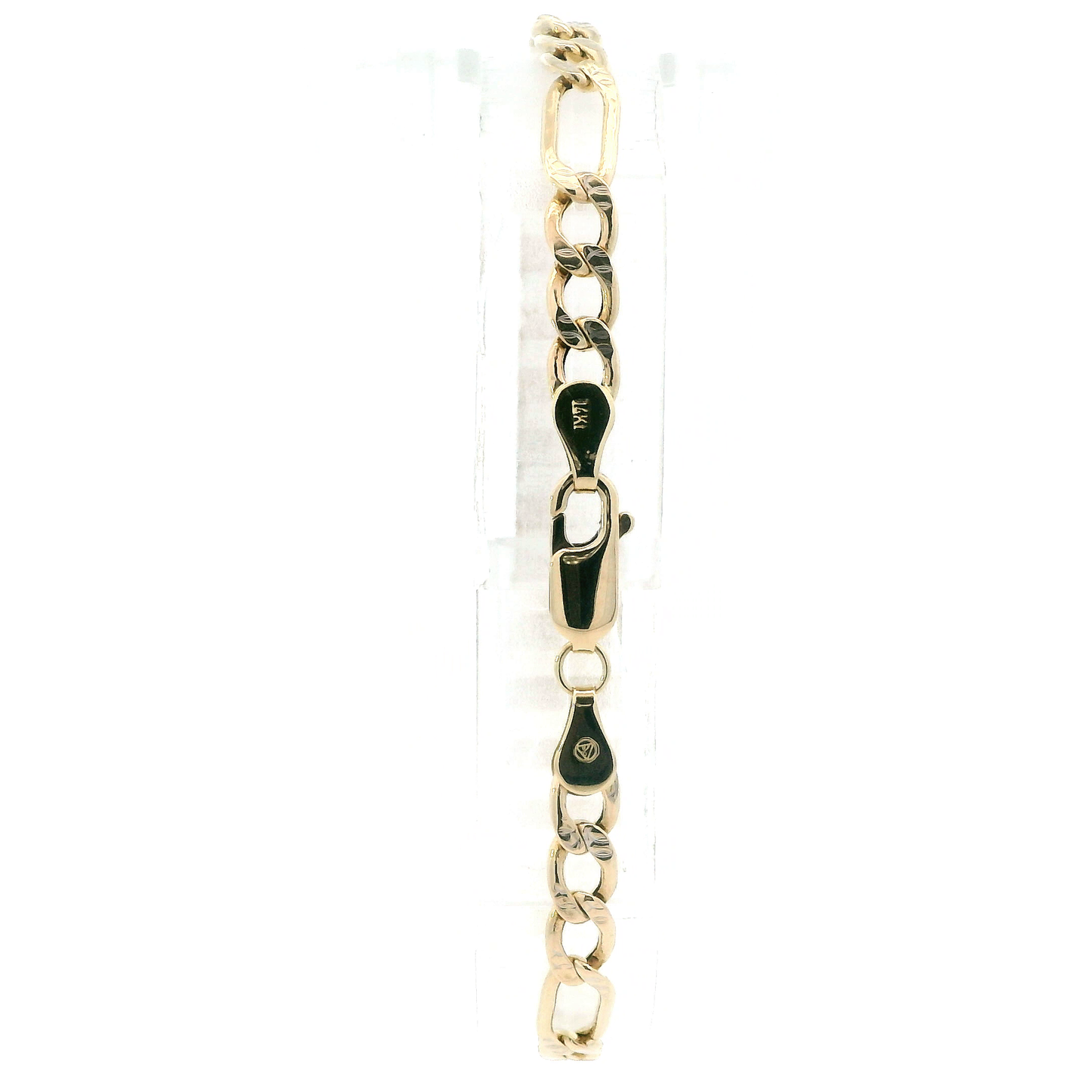 14K Yellow Gold 7.5" Figaro ID Bracelet
