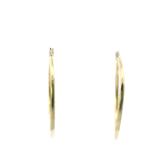 14K Yellow Gold Tube Hoop Earrings