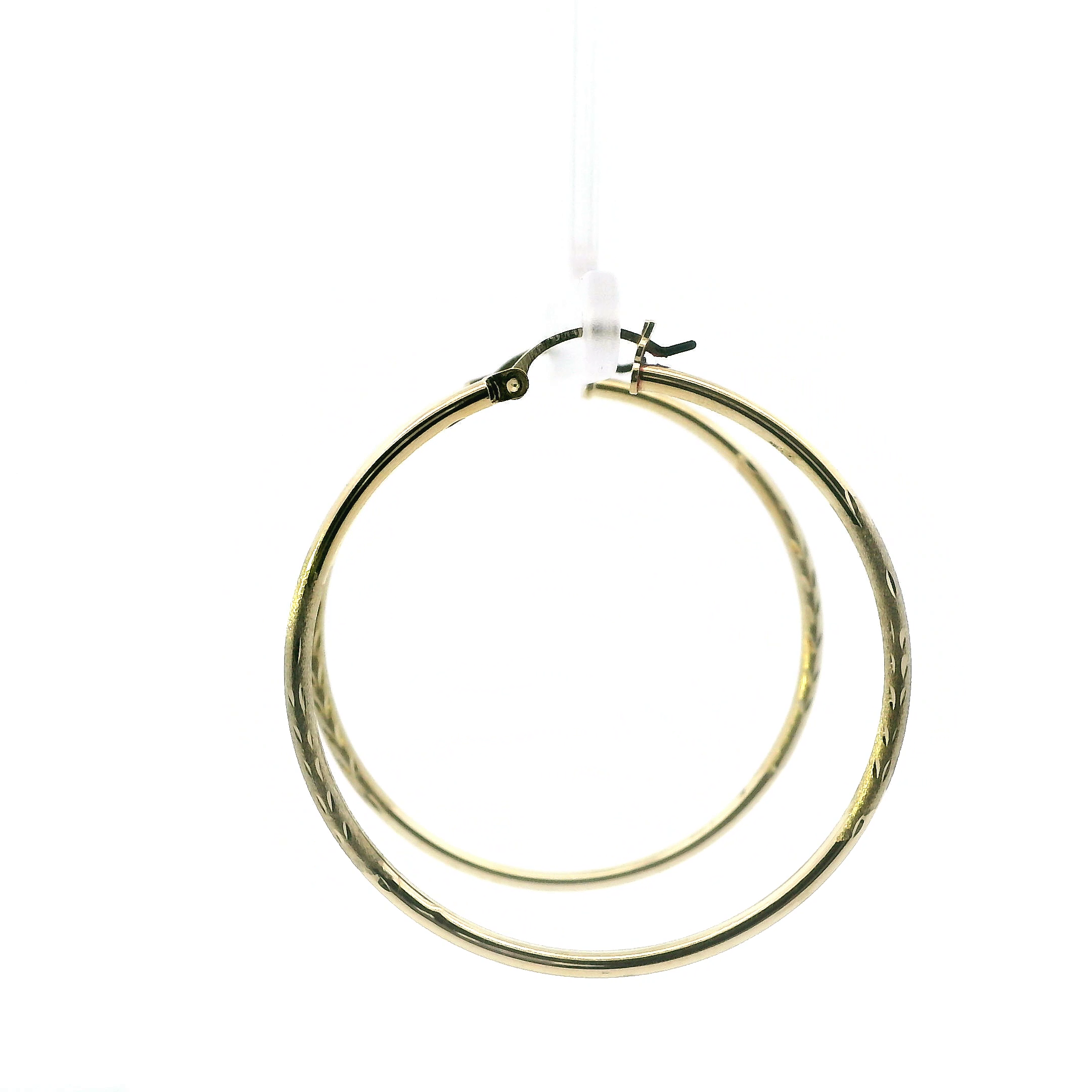 14K Yellow Gold Tube Hoop Earrings
