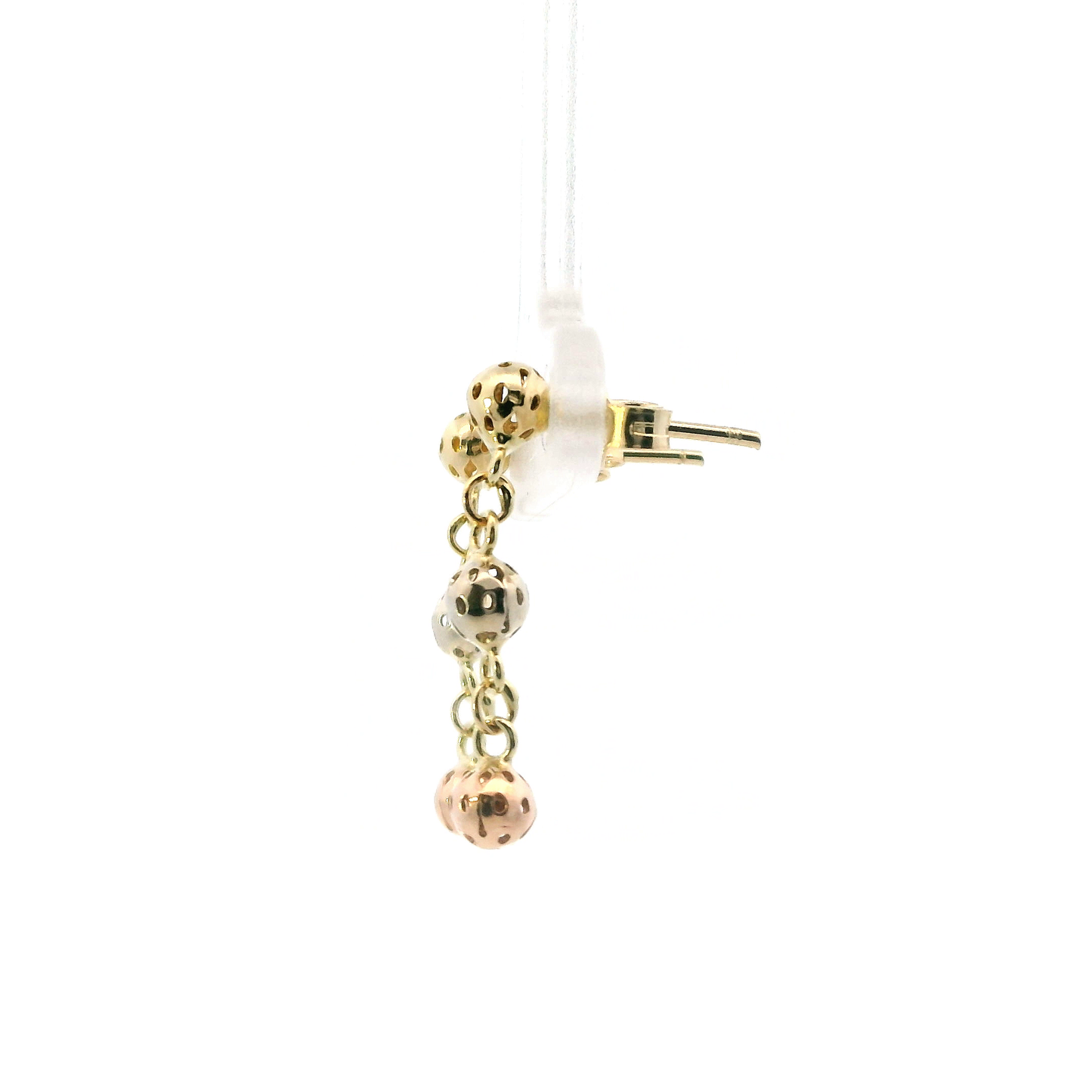 14K Tri Color Gold Beaded Dangle Earrings