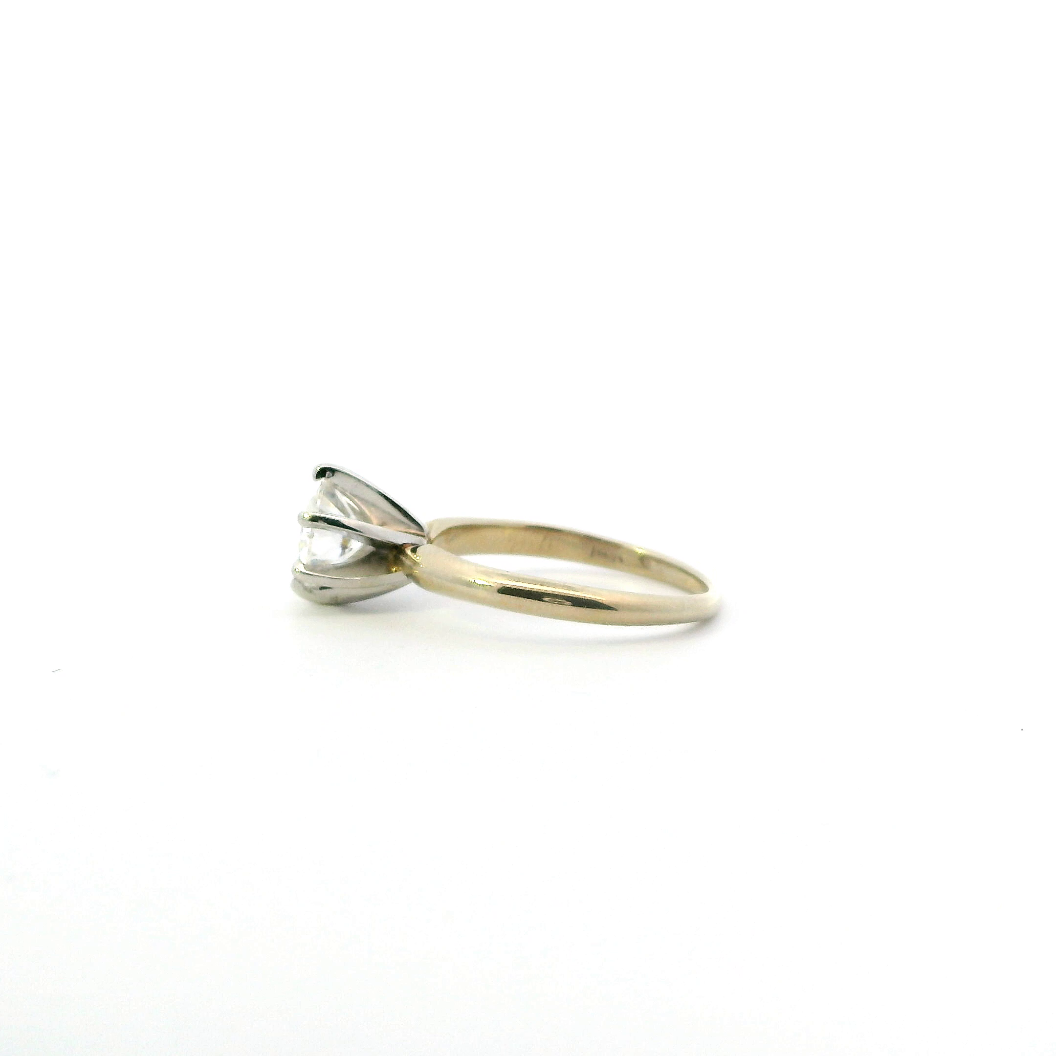 14K Yellow & White Gold Moissanite Solitaire Women's Ring -1.07ct