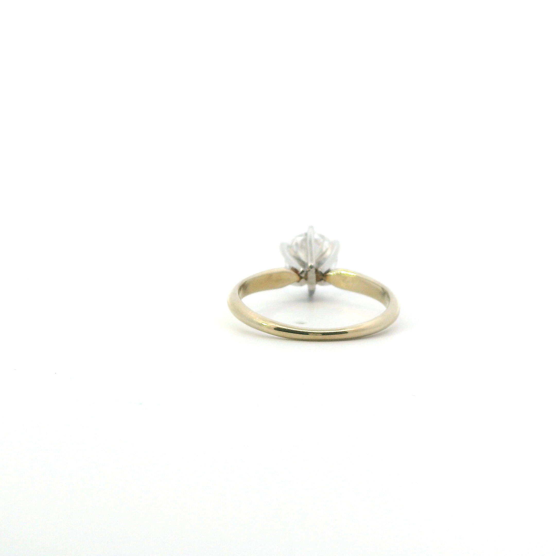 14K Yellow & White Gold Moissanite Solitaire Women's Ring -1.07ct