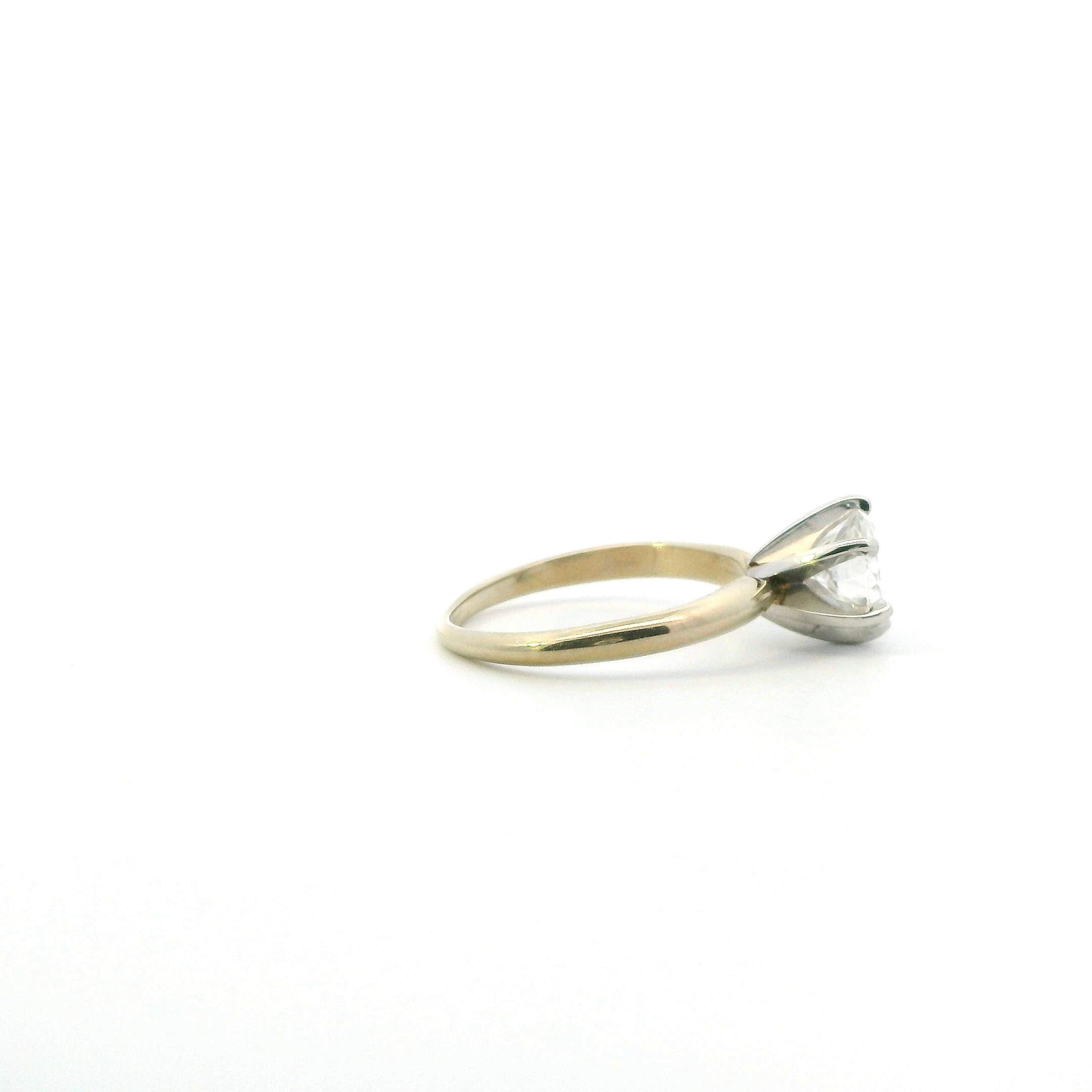 14K Yellow & White Gold Moissanite Solitaire Women's Ring -1.07ct
