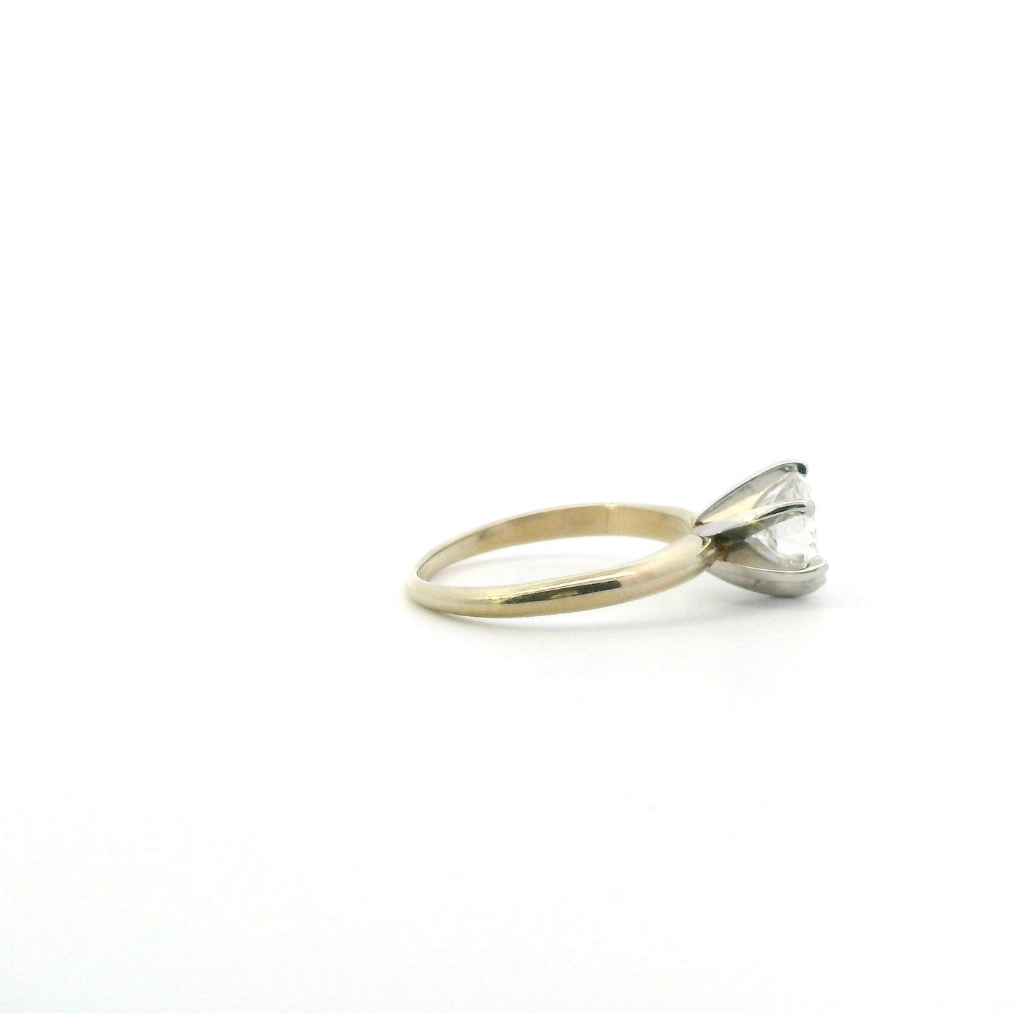14K Yellow & White Gold Moissanite Solitaire Women's Ring -1.07ct