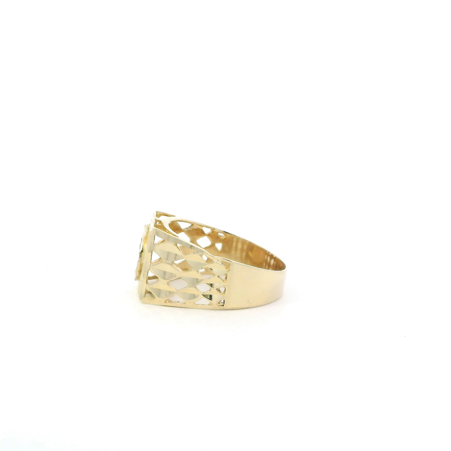 10K Yellow & White Gold Letter "D" Signet Ring
