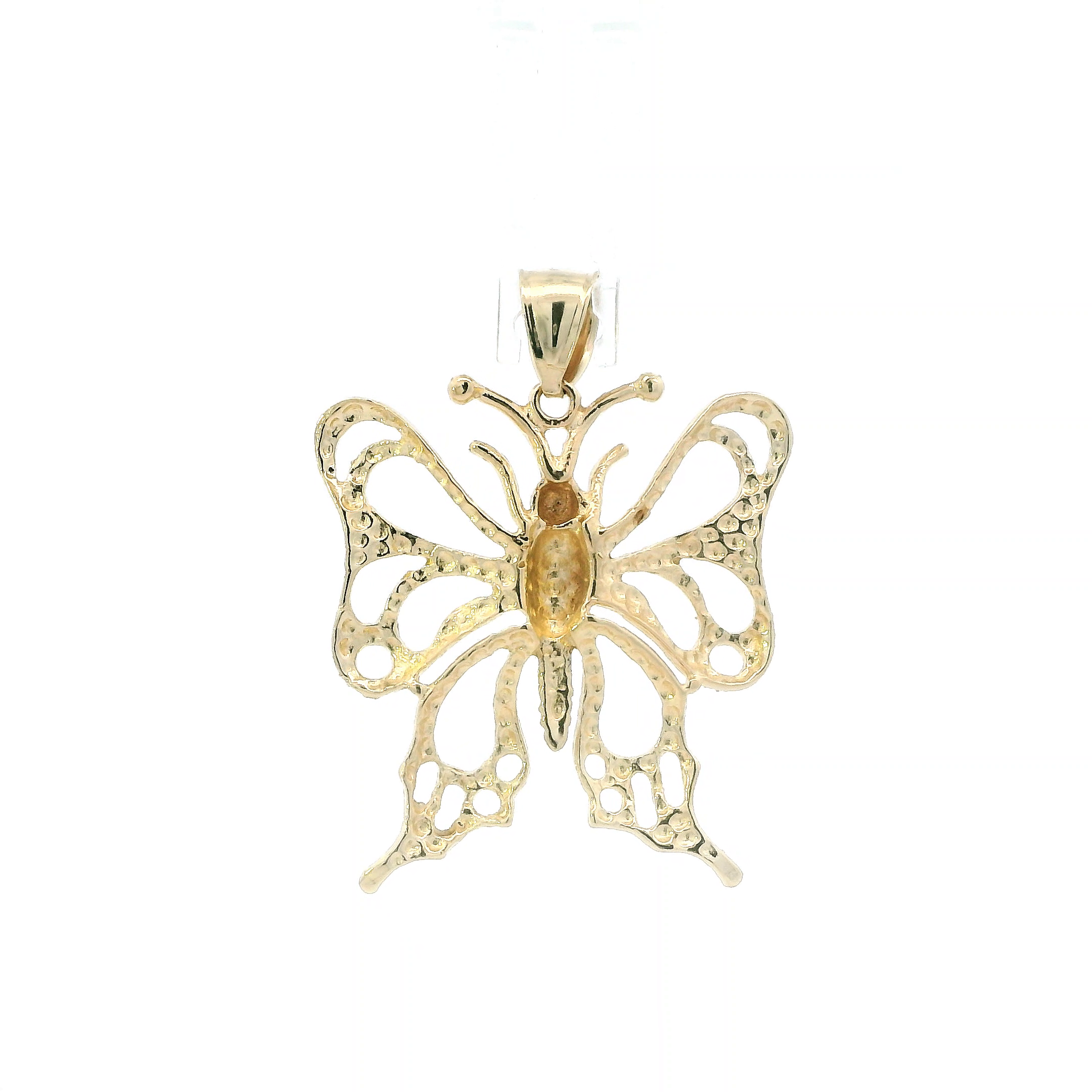 10K Yellow Gold Diamond Cut Butterfly Pendant