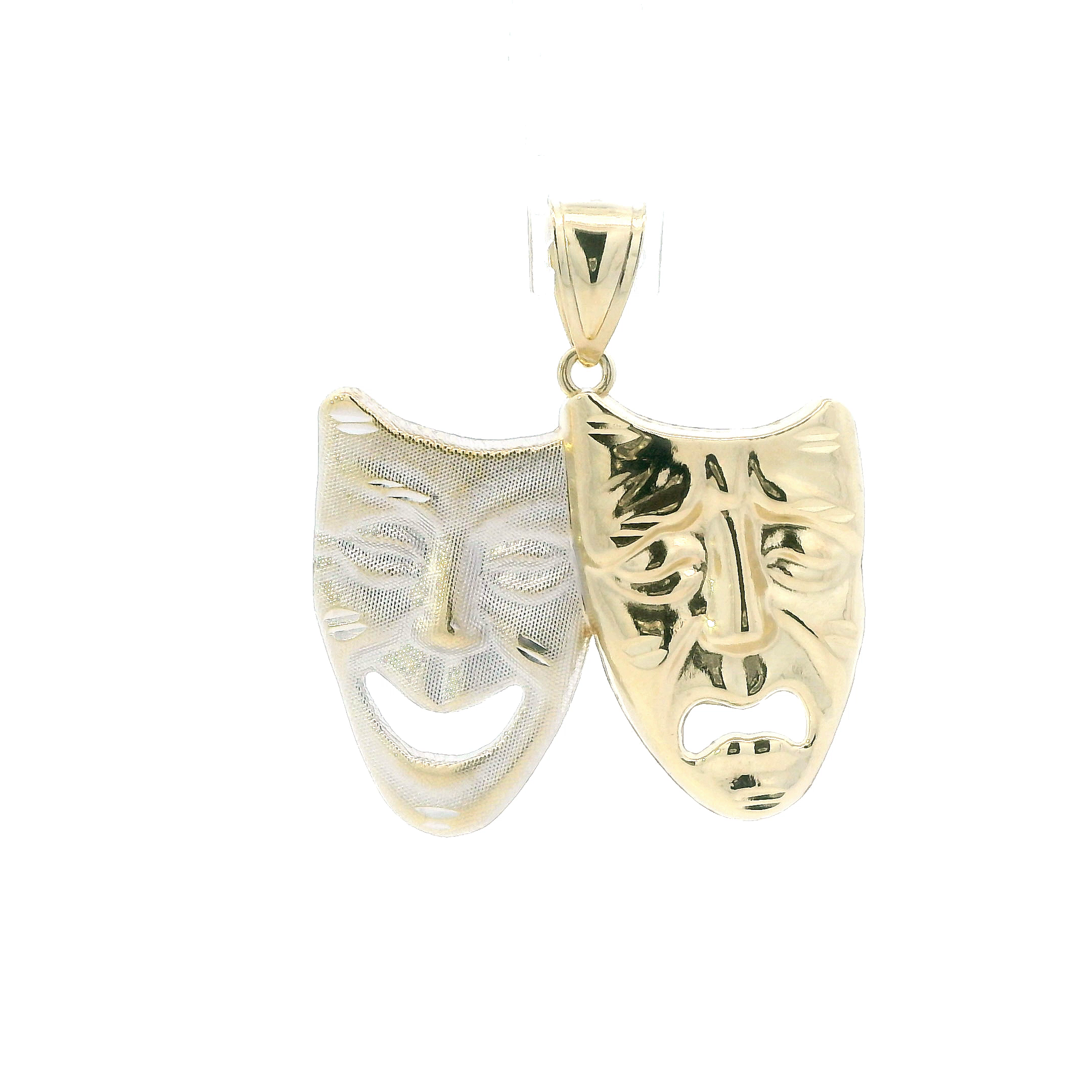 10K Yellow & White Gold Comedy & Tragedy Mask Pendant