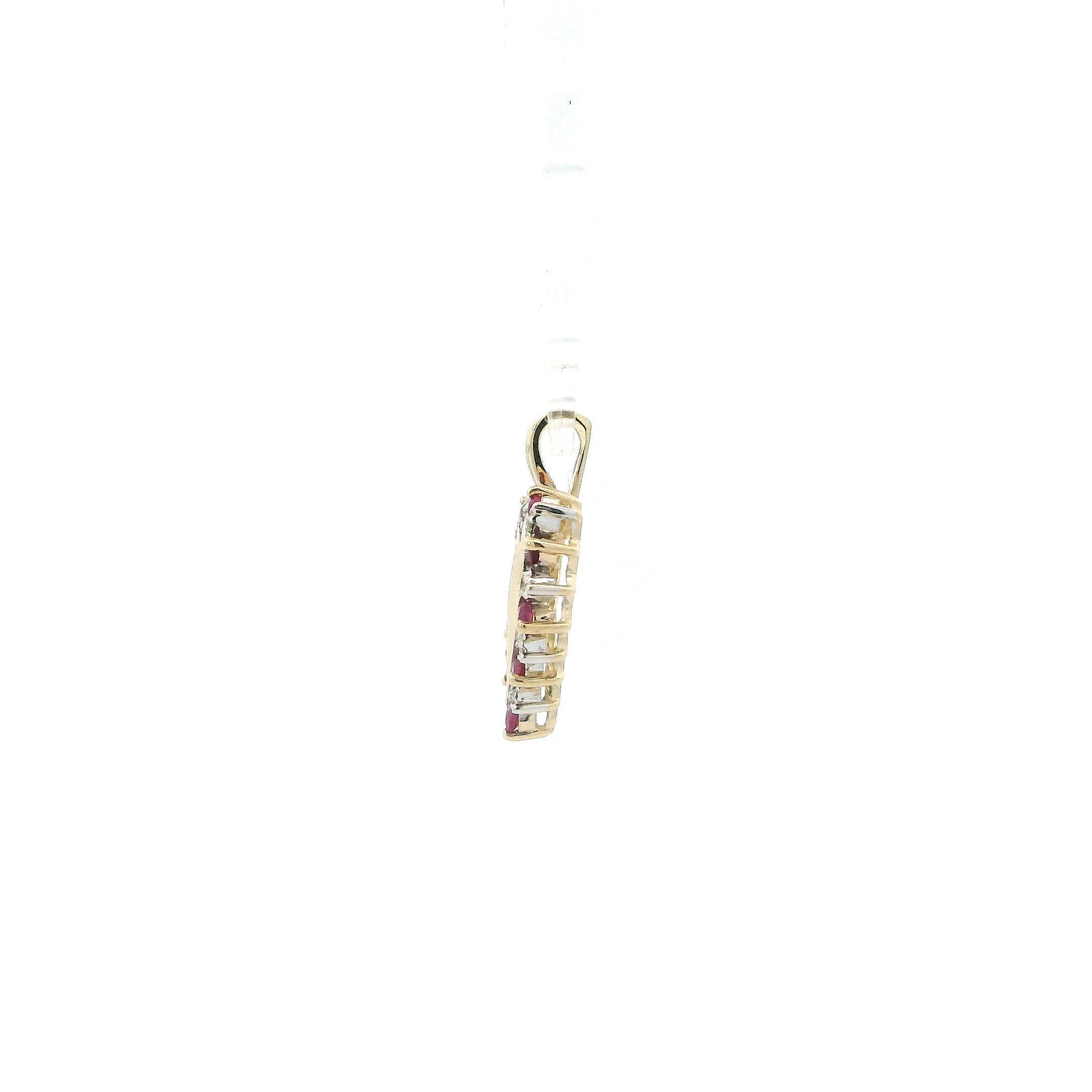10K Yellow Gold Diamond & Ruby Heart Pendant -0.08ct