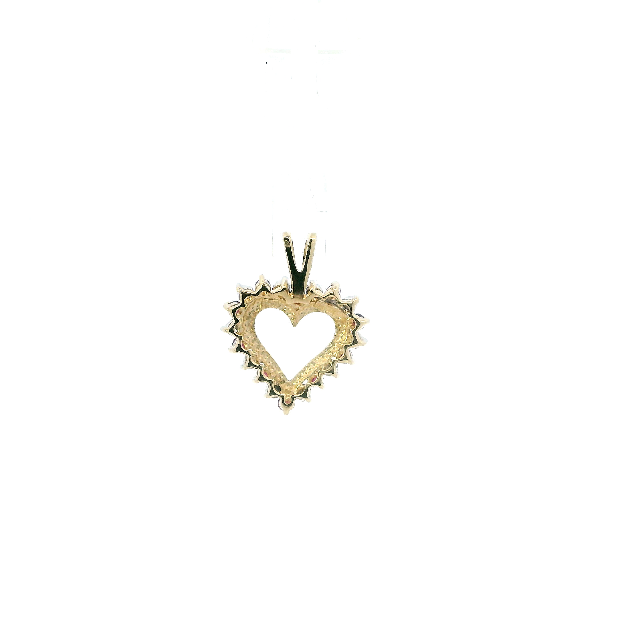 10K Yellow Gold Diamond & Ruby Heart Pendant -0.08ct