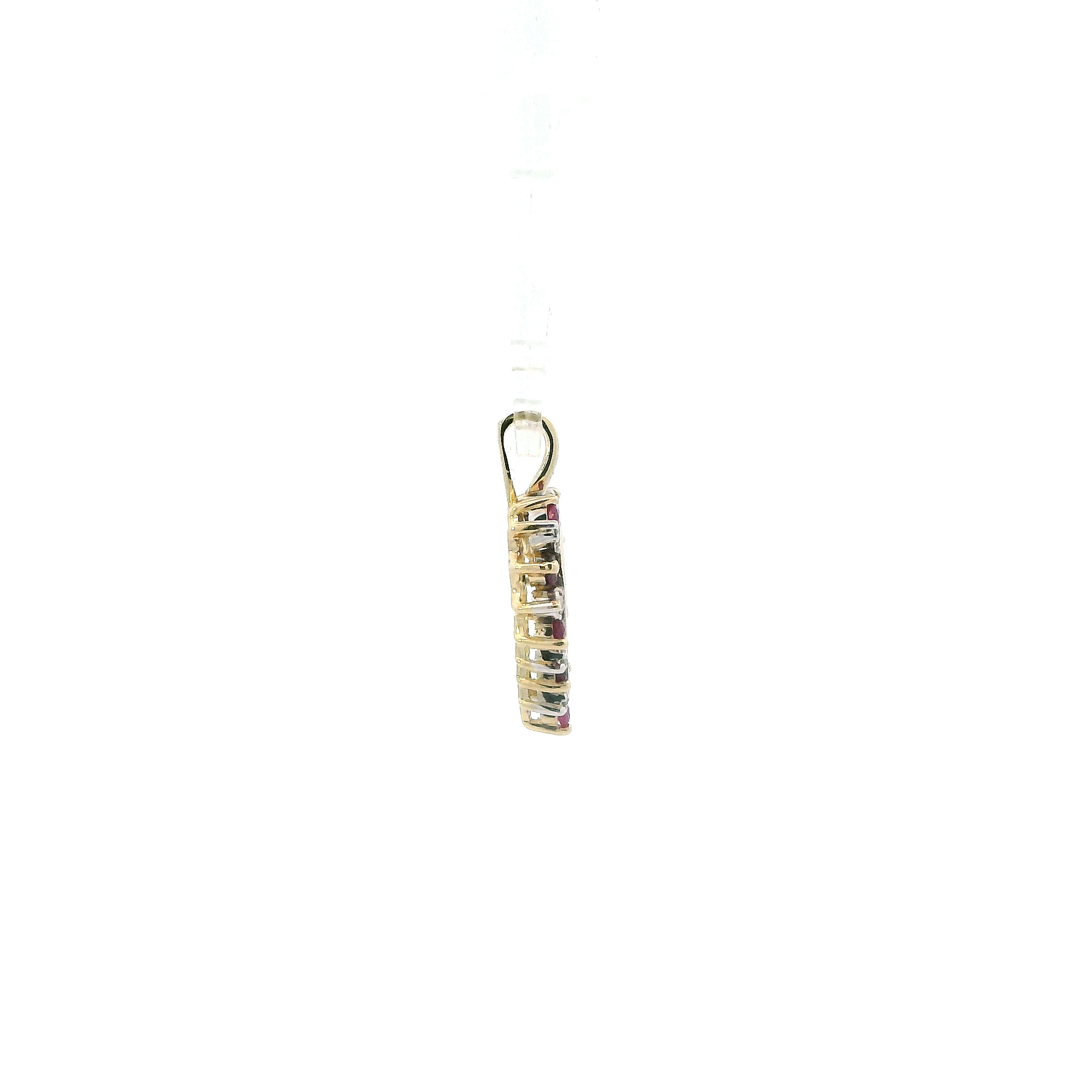 10K Yellow Gold Diamond & Ruby Heart Pendant -0.08ct