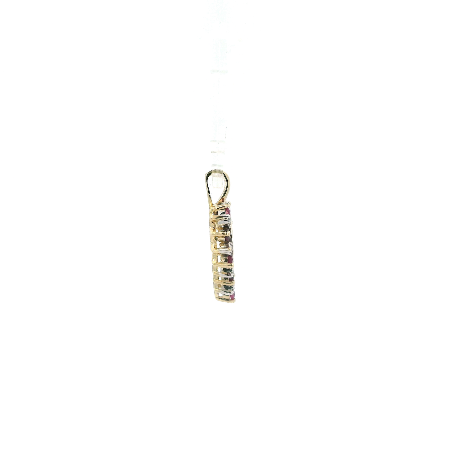 10K Yellow Gold Diamond & Ruby Heart Pendant -0.08ct