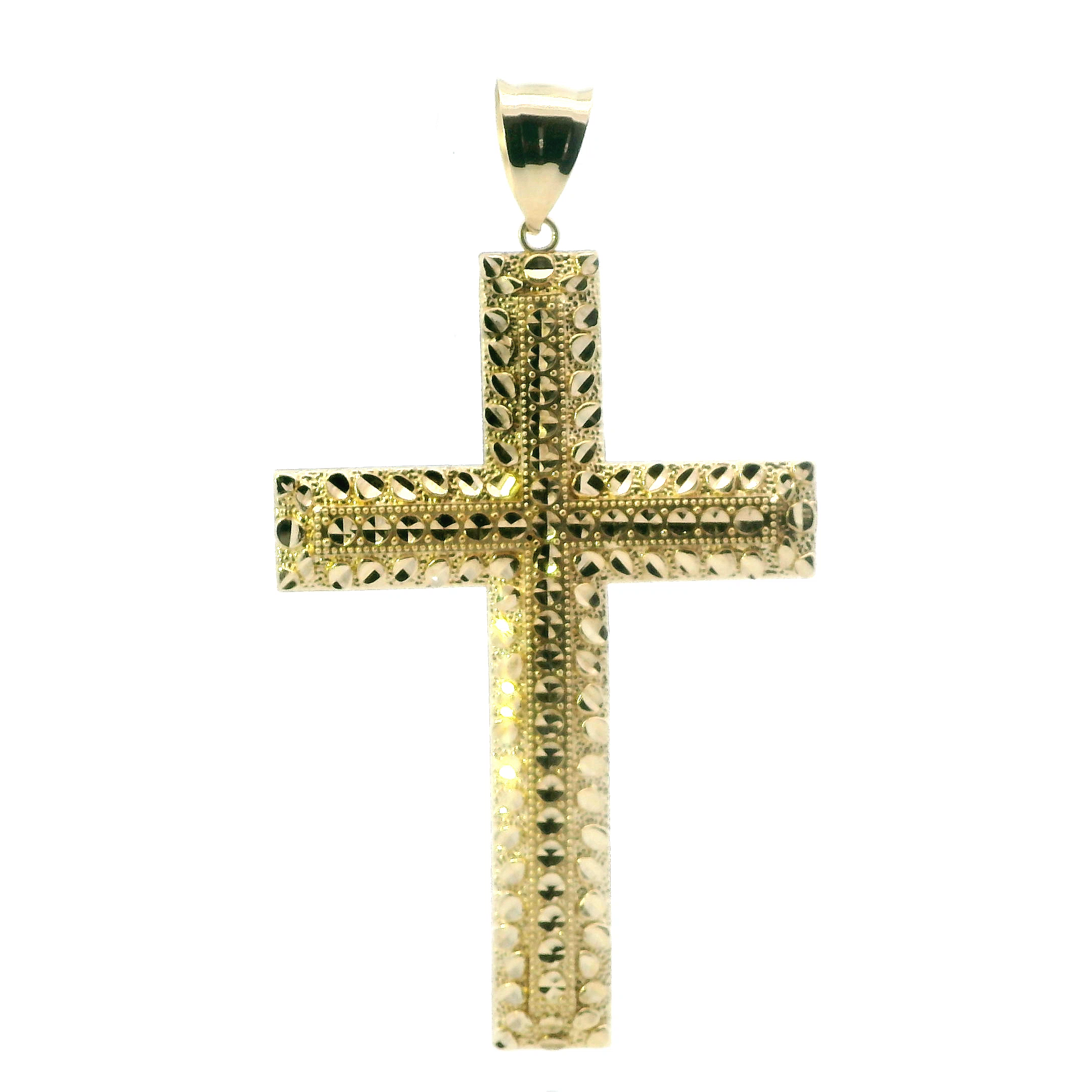10K Yellow Gold Nugget Cross Pendant