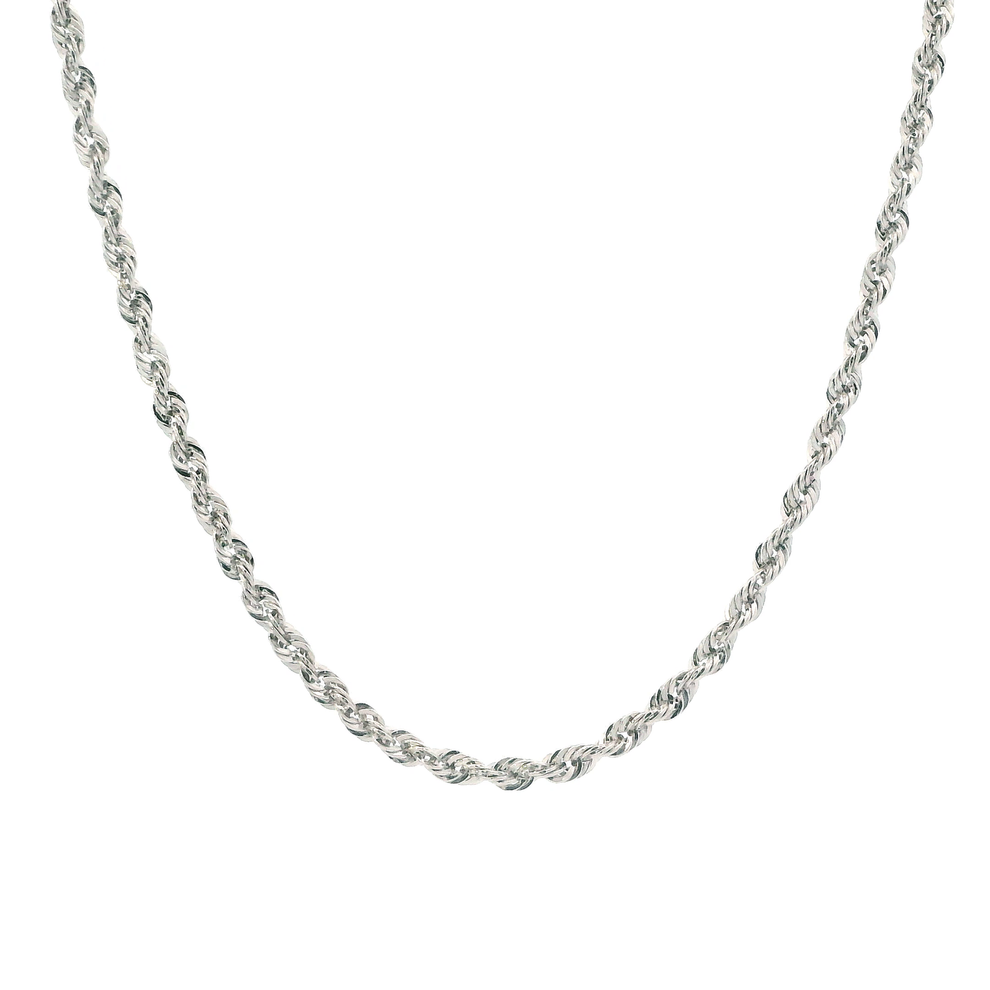 10K White Gold 20" Hollow Rope Chain