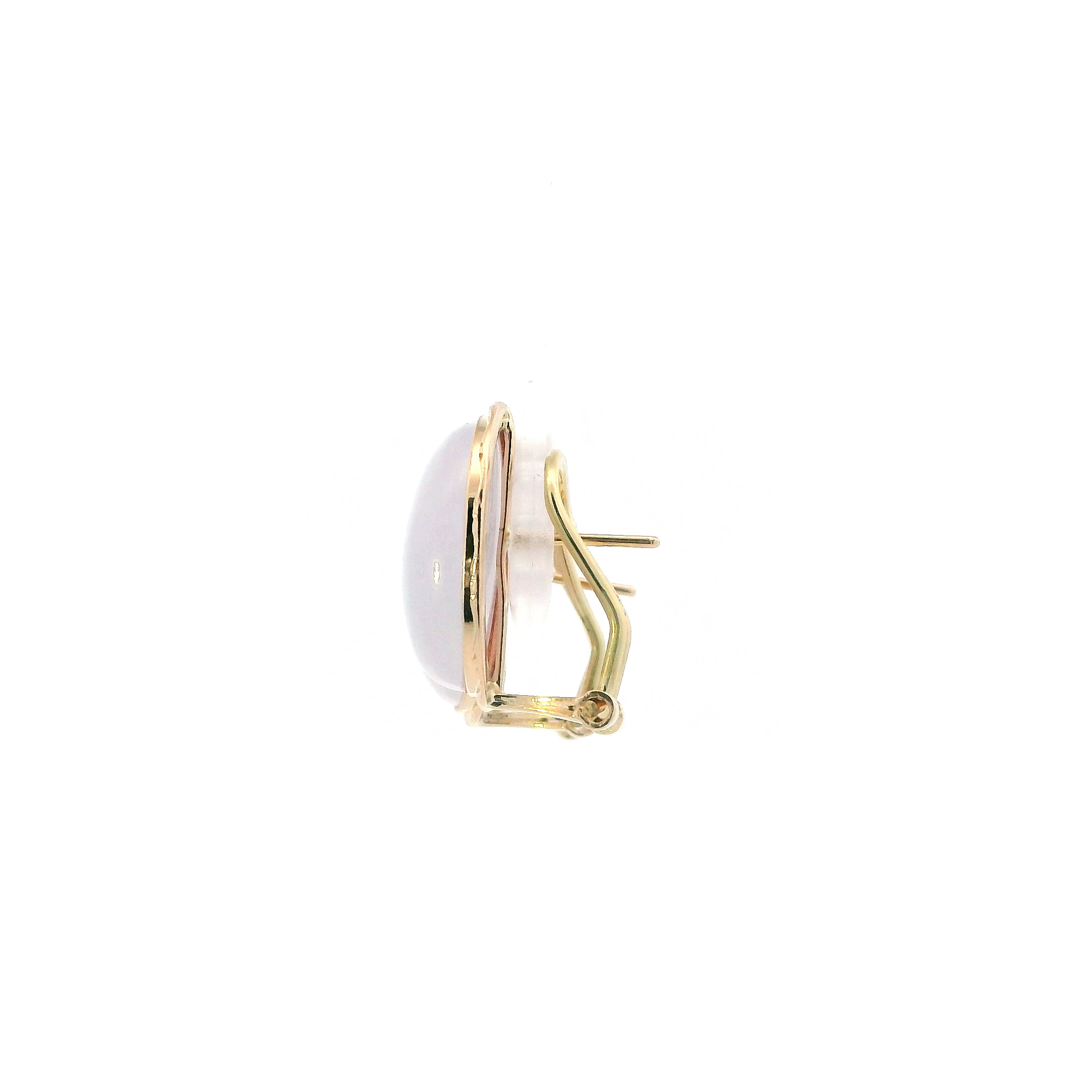 14K Yellow Gold Oval Purple Jade Lever Back Earrings