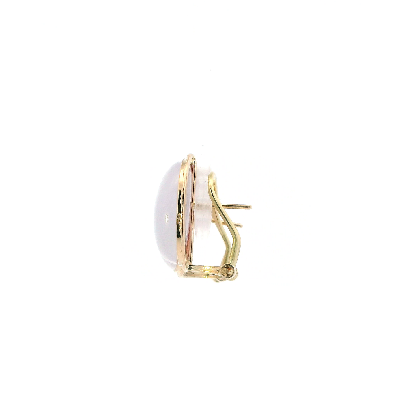 14K Yellow Gold Oval Purple Jade Lever Back Earrings